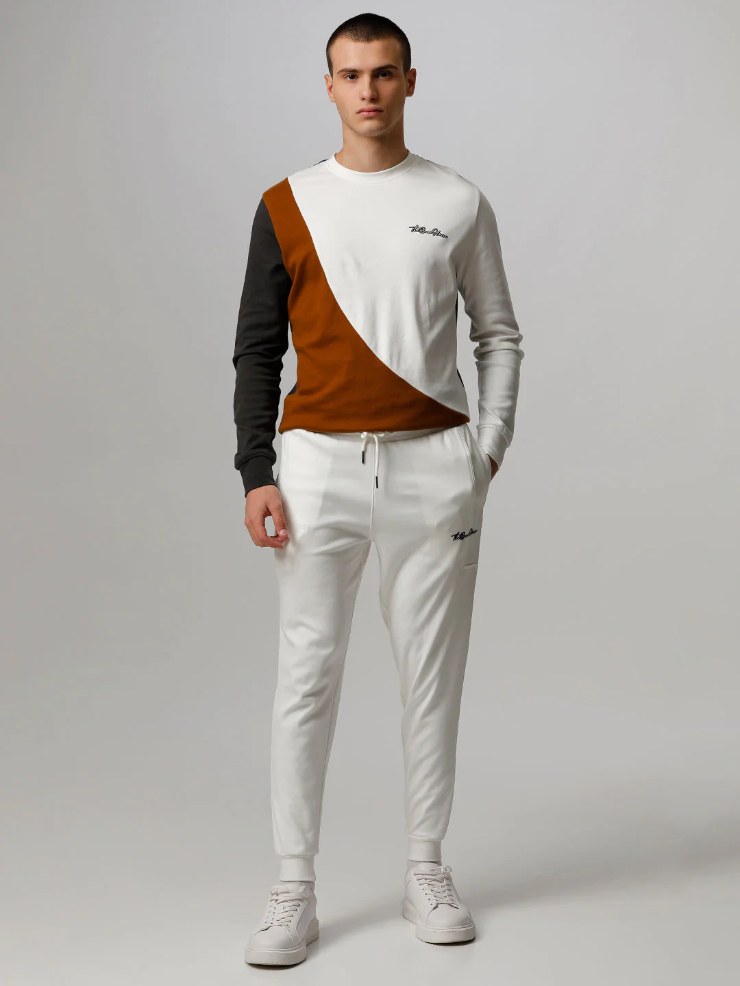 Men Ardor Edition White Solid Slim Fit Track Pants - Image 5