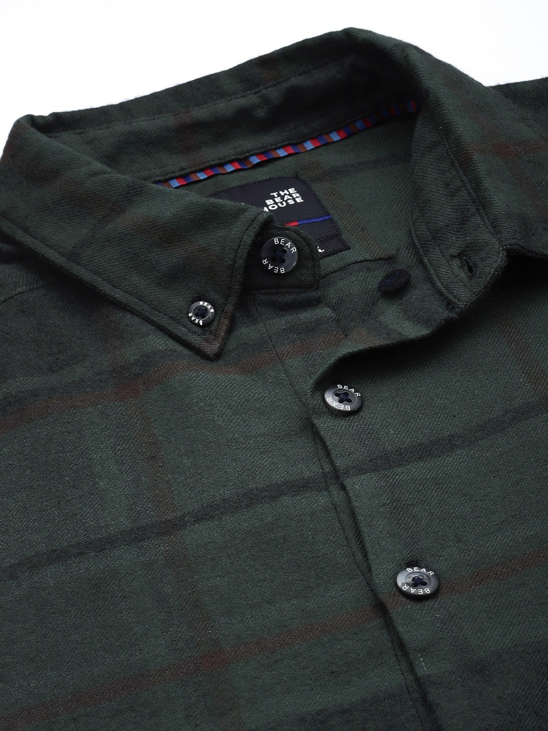 Men Ardor Editon Green Slim Fit Checked Cotton Casual Shirt - Image 3