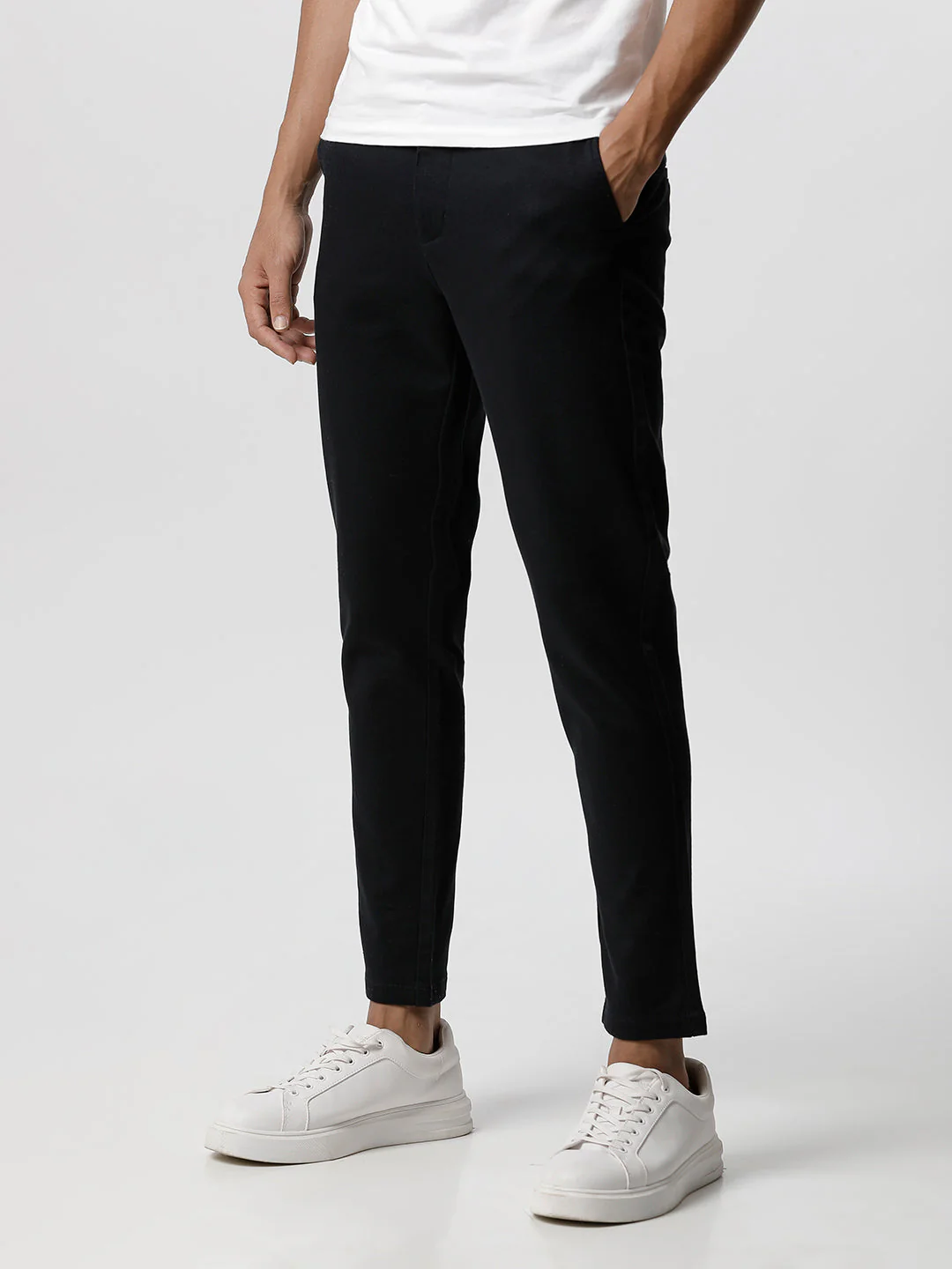 Men Ardor Editon Navy Blue Solid Tapered Fit chinos - Image 3