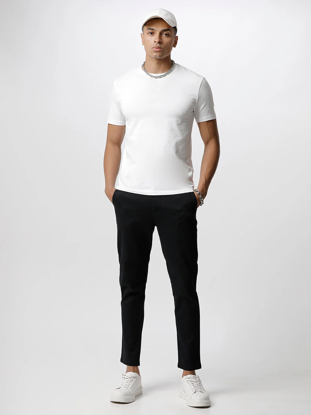 Men Ardor Editon Navy Blue Solid Tapered Fit chinos - Image 5