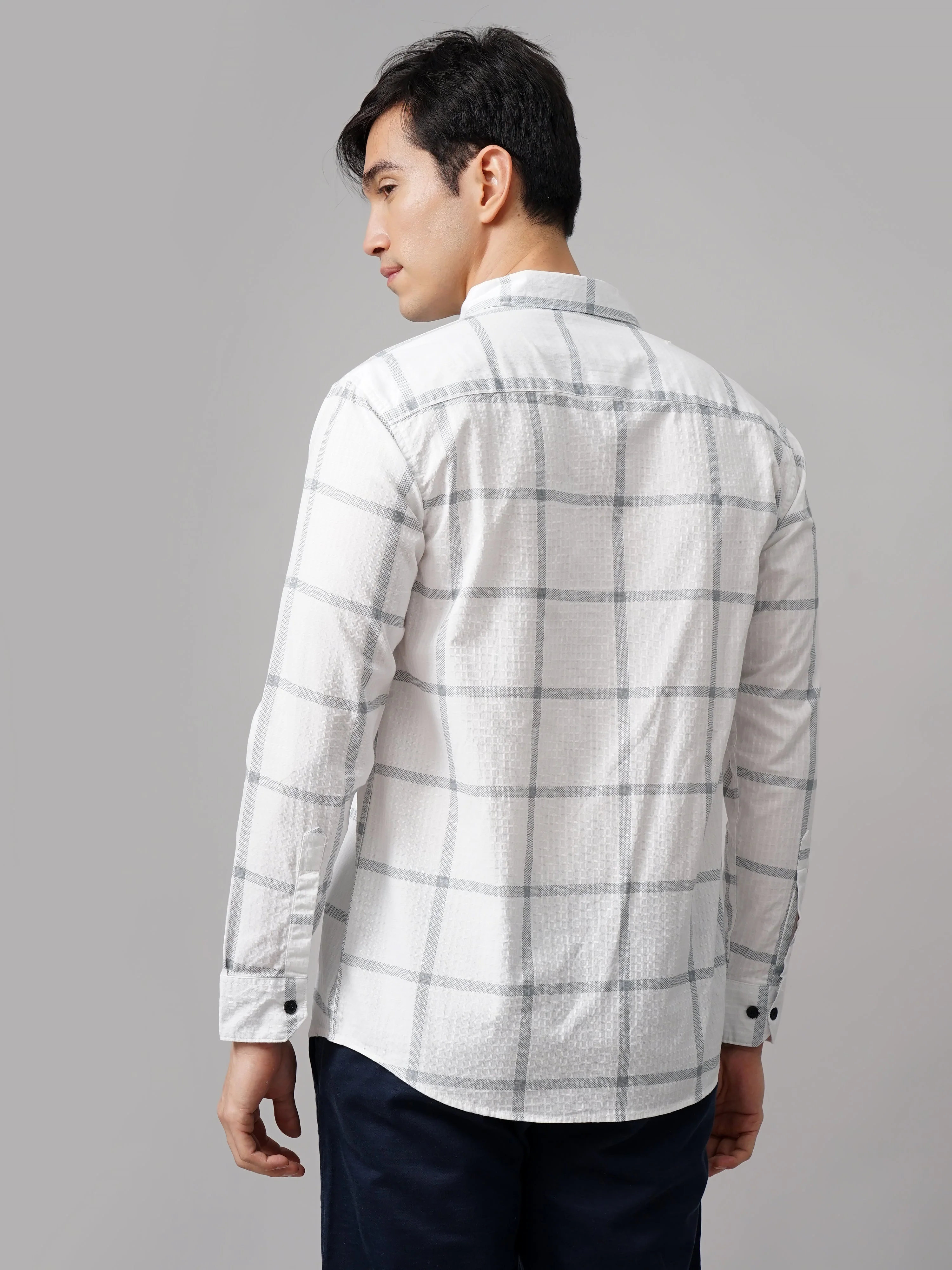 Men Argon Checks White Shirt - Image 3