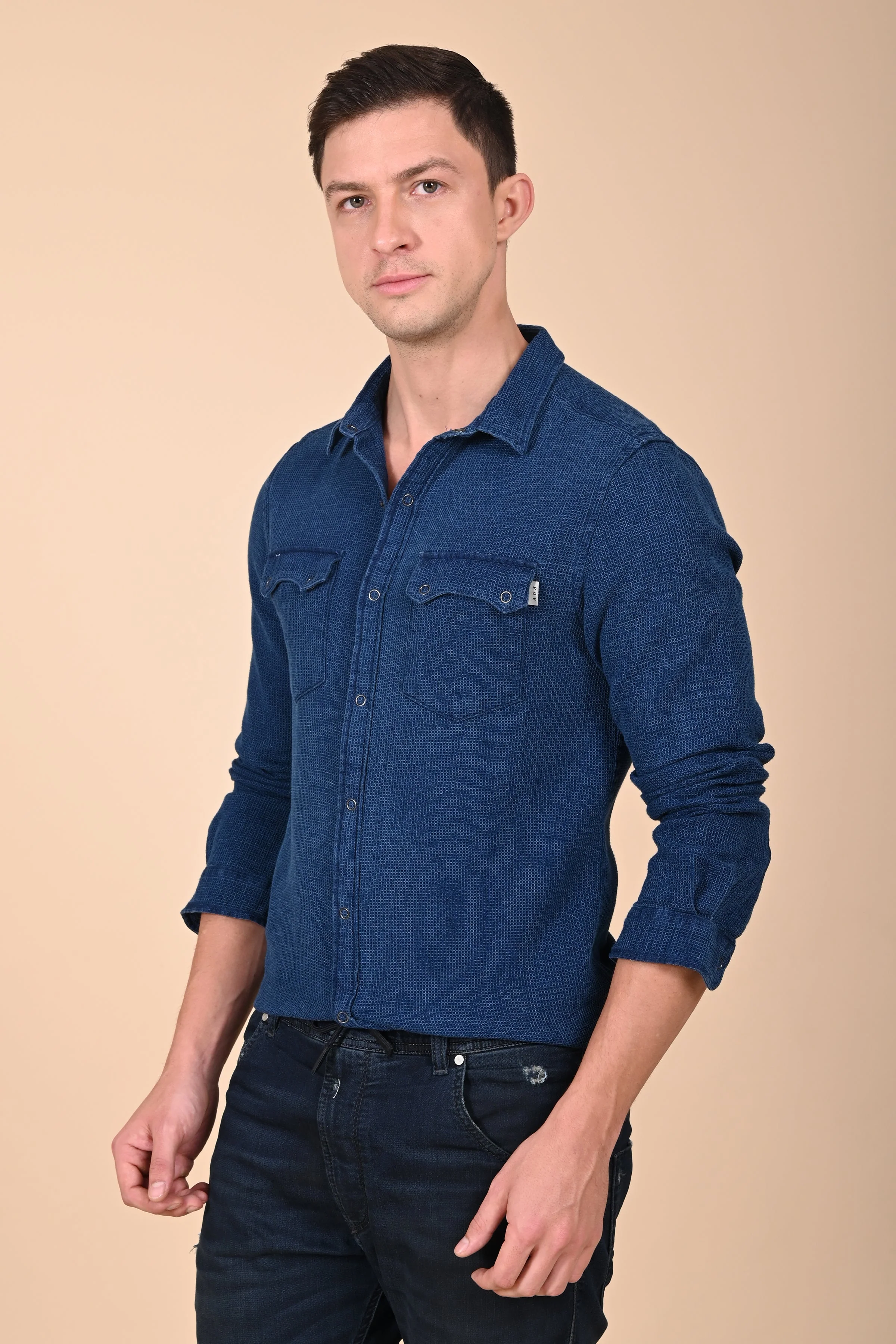 Men Arianna Indigo Dobby Shirt Blue - Image 2