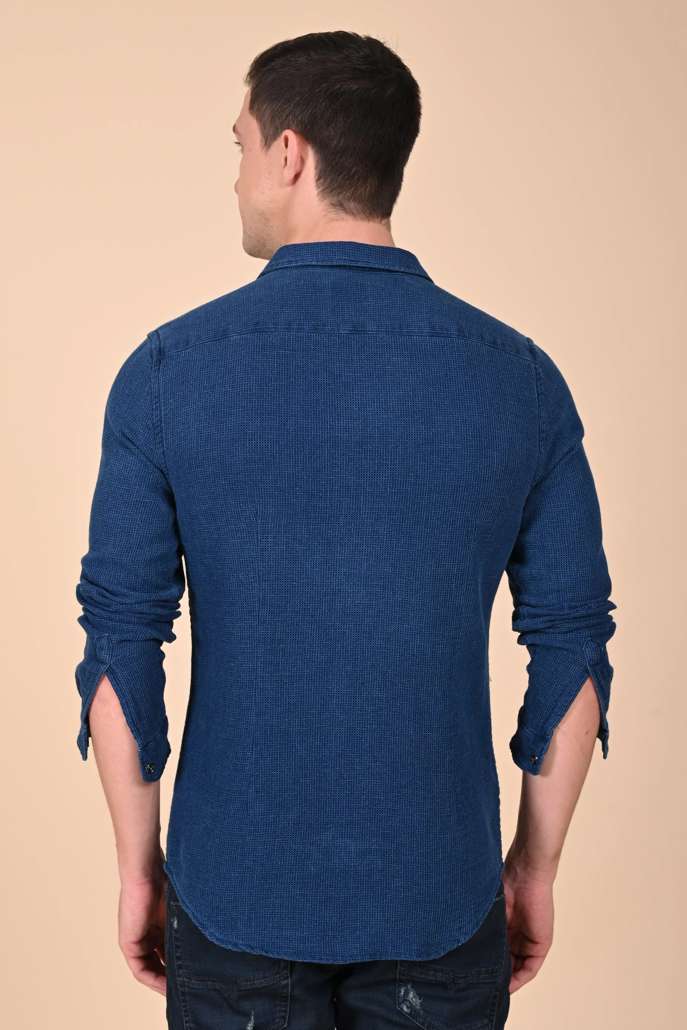 Men Arianna Indigo Dobby Shirt Blue - Image 5