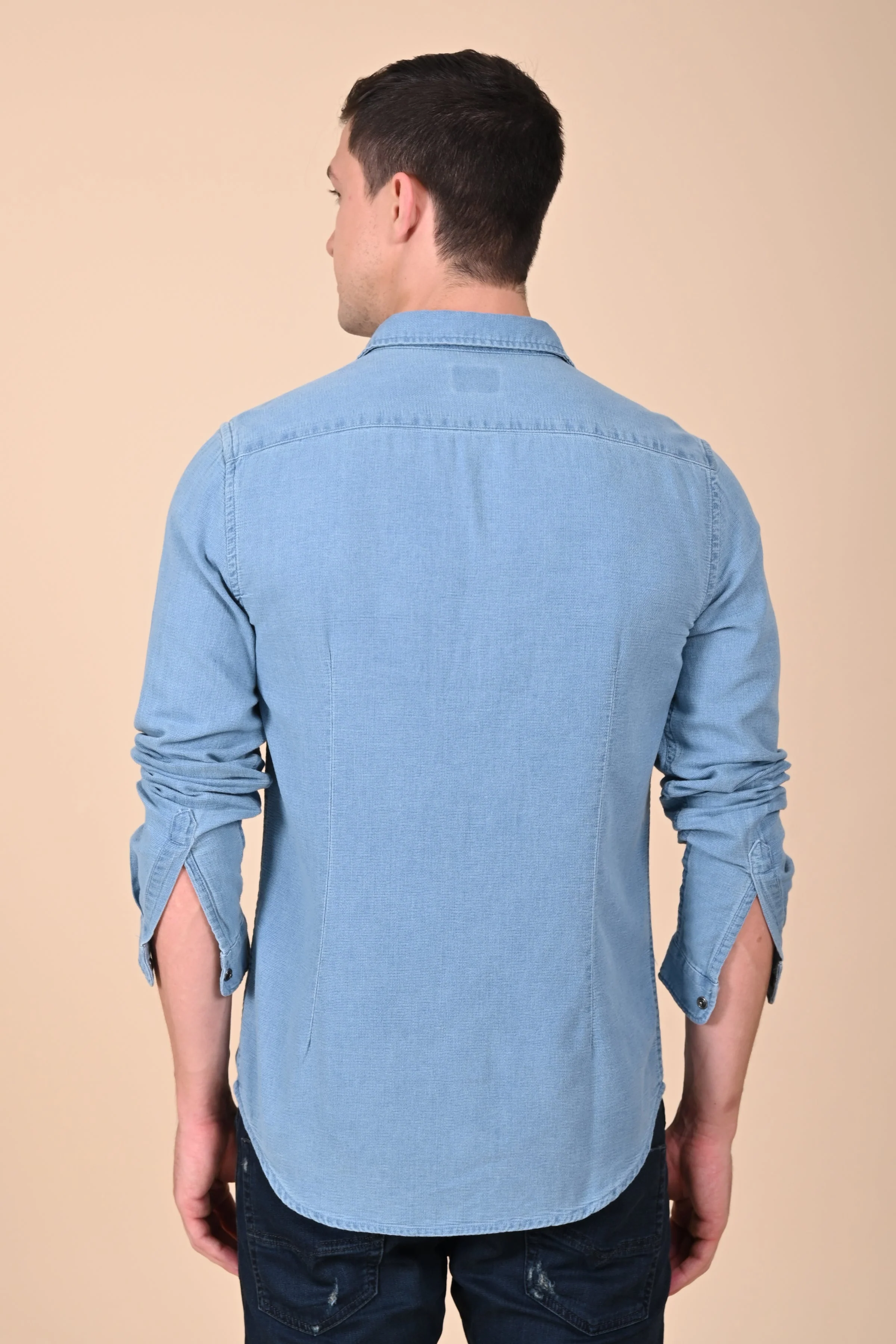 Men Arianna Indigo Dobby Shirt Light Blue - Image 5