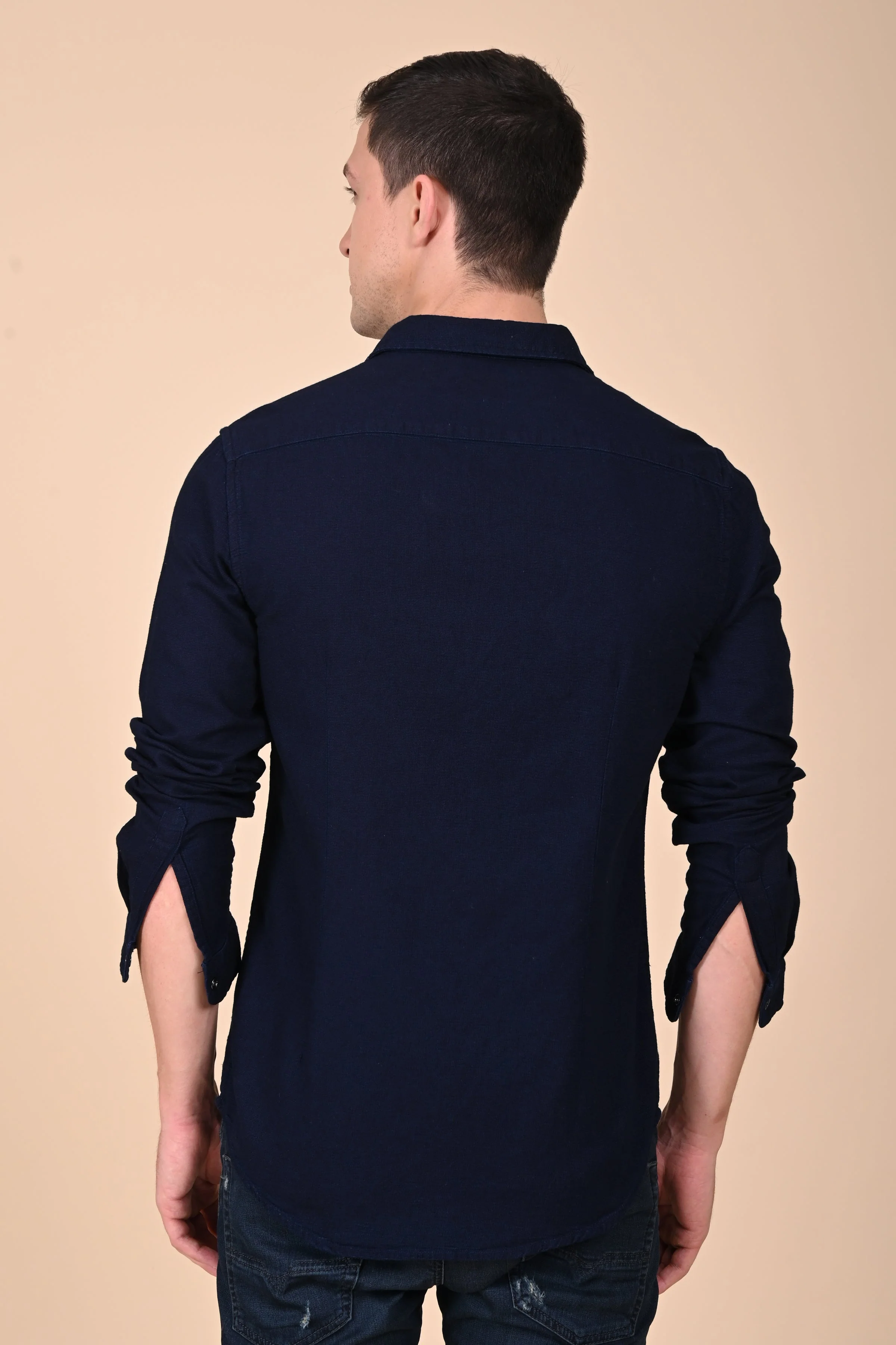Men Arianna Indigo Dobby Shirt Navy - Image 6
