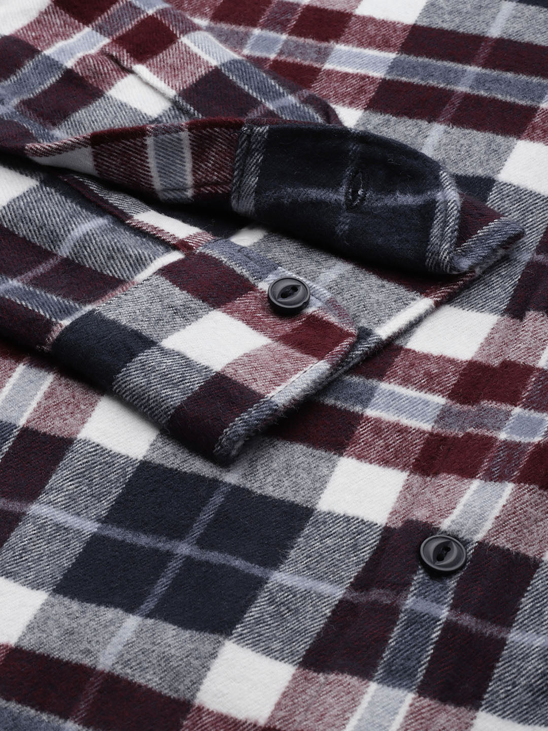 Men Arien - White & Navy Blue Slim Fit Checked Flannel Cotton Shirt | The Bear House - Image 3
