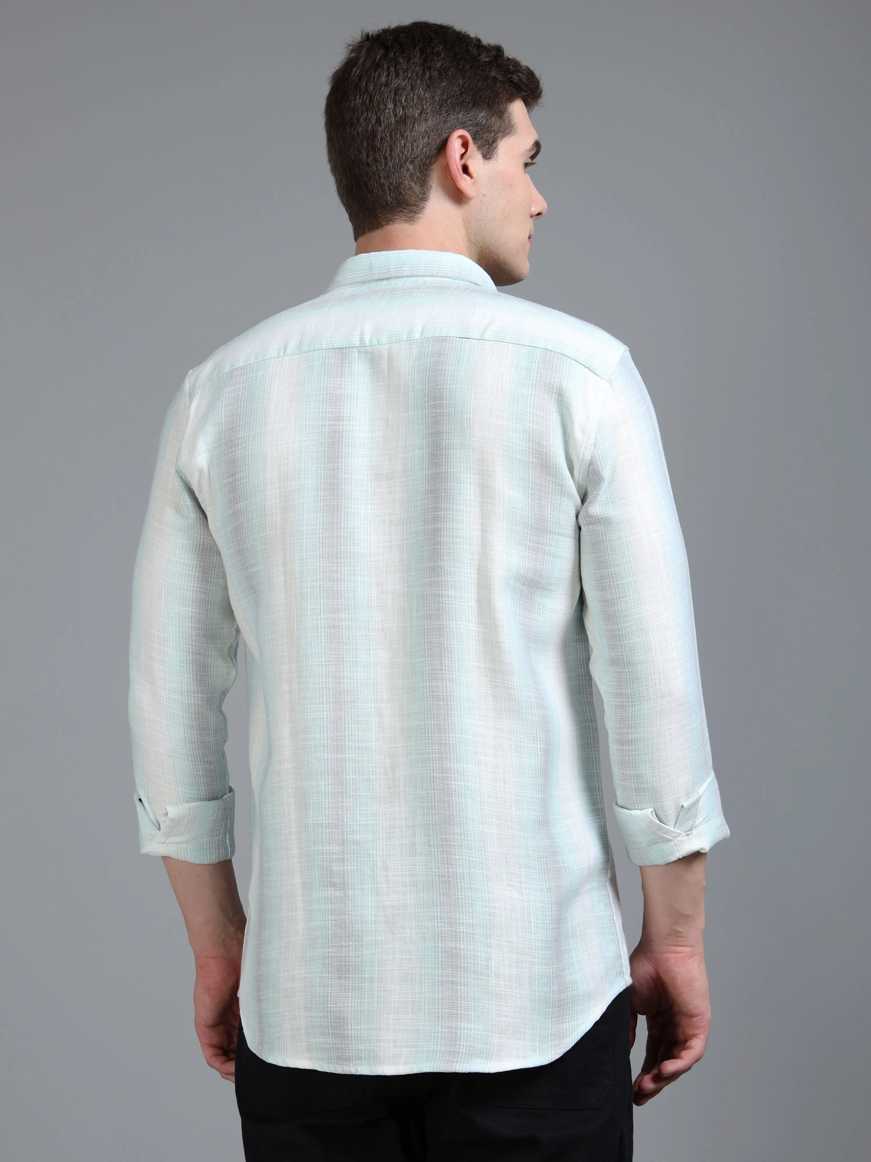 Men Aris Green Stripes Shirt - Image 2