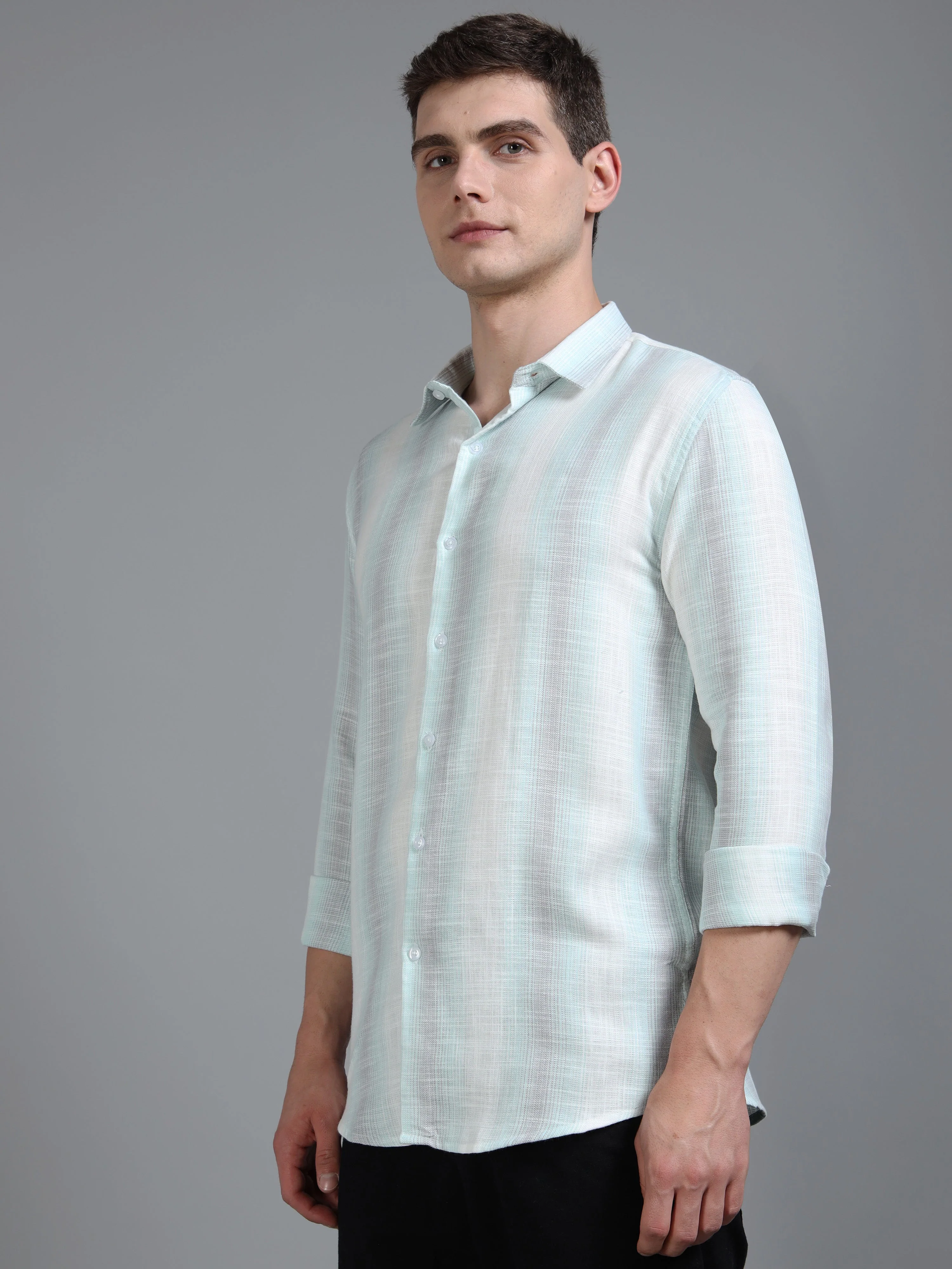 Men Aris Green Stripes Shirt - Image 3