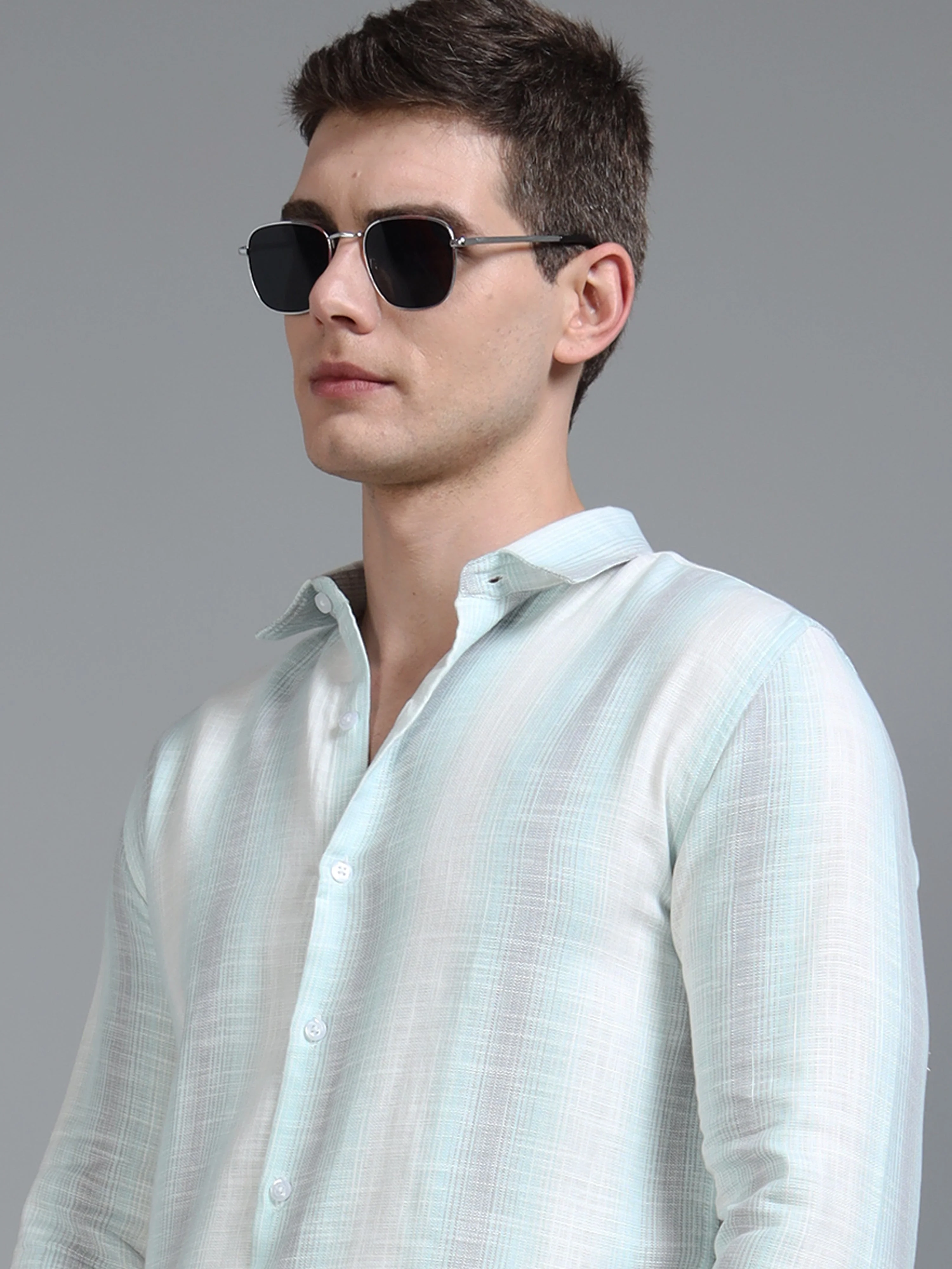 Men Aris Green Stripes Shirt - Image 4