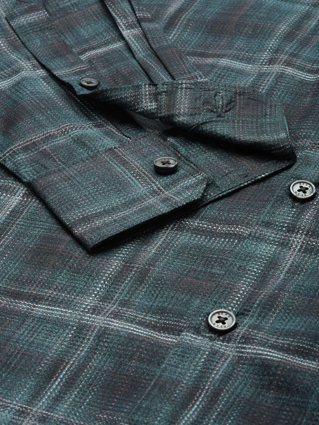 Men Arodr Edition Green Checked Slim Fit Pure Cotton Casual Shirt - Image 3