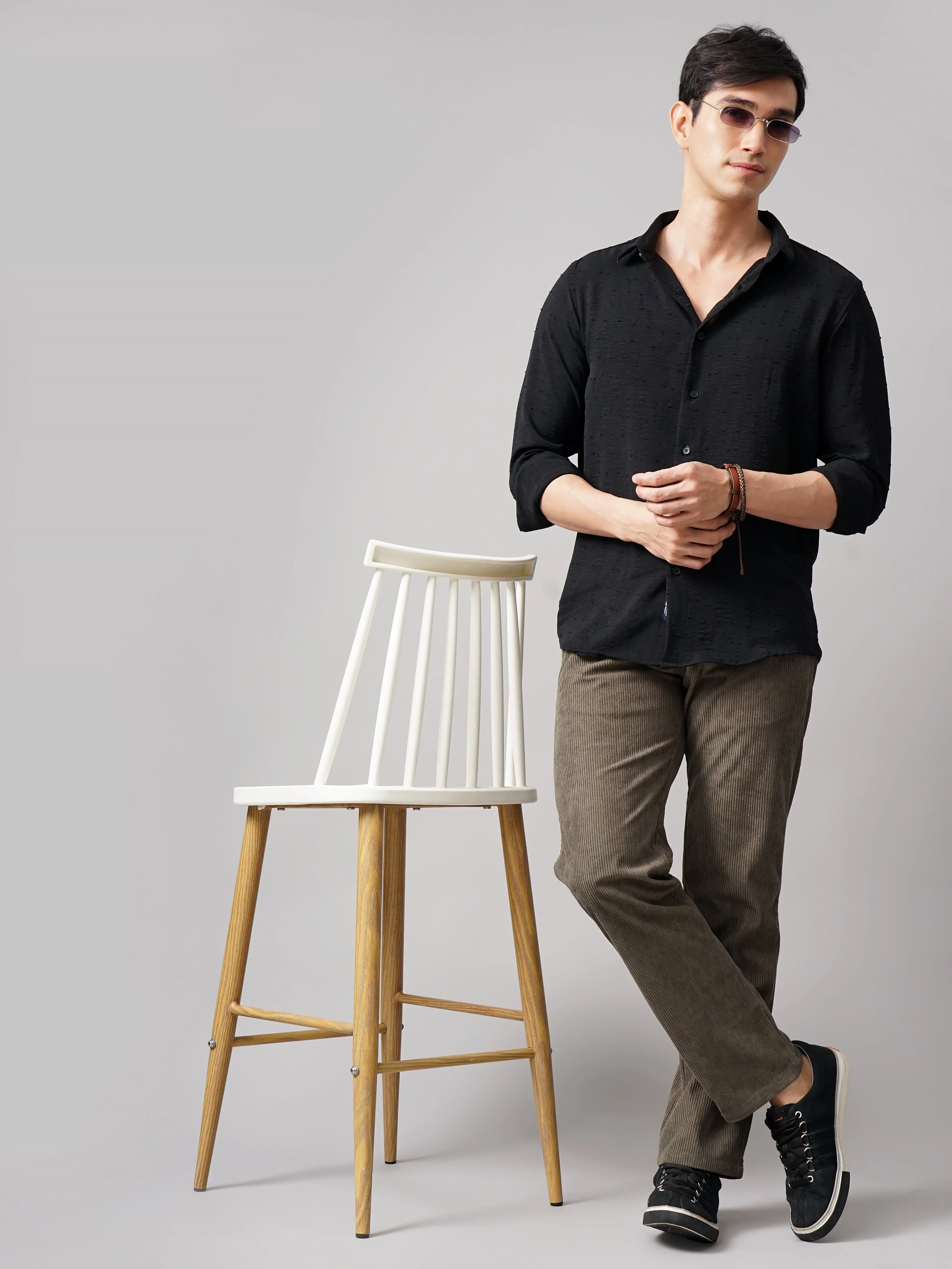Men Arova Self Design Green Shirt - Image 6
