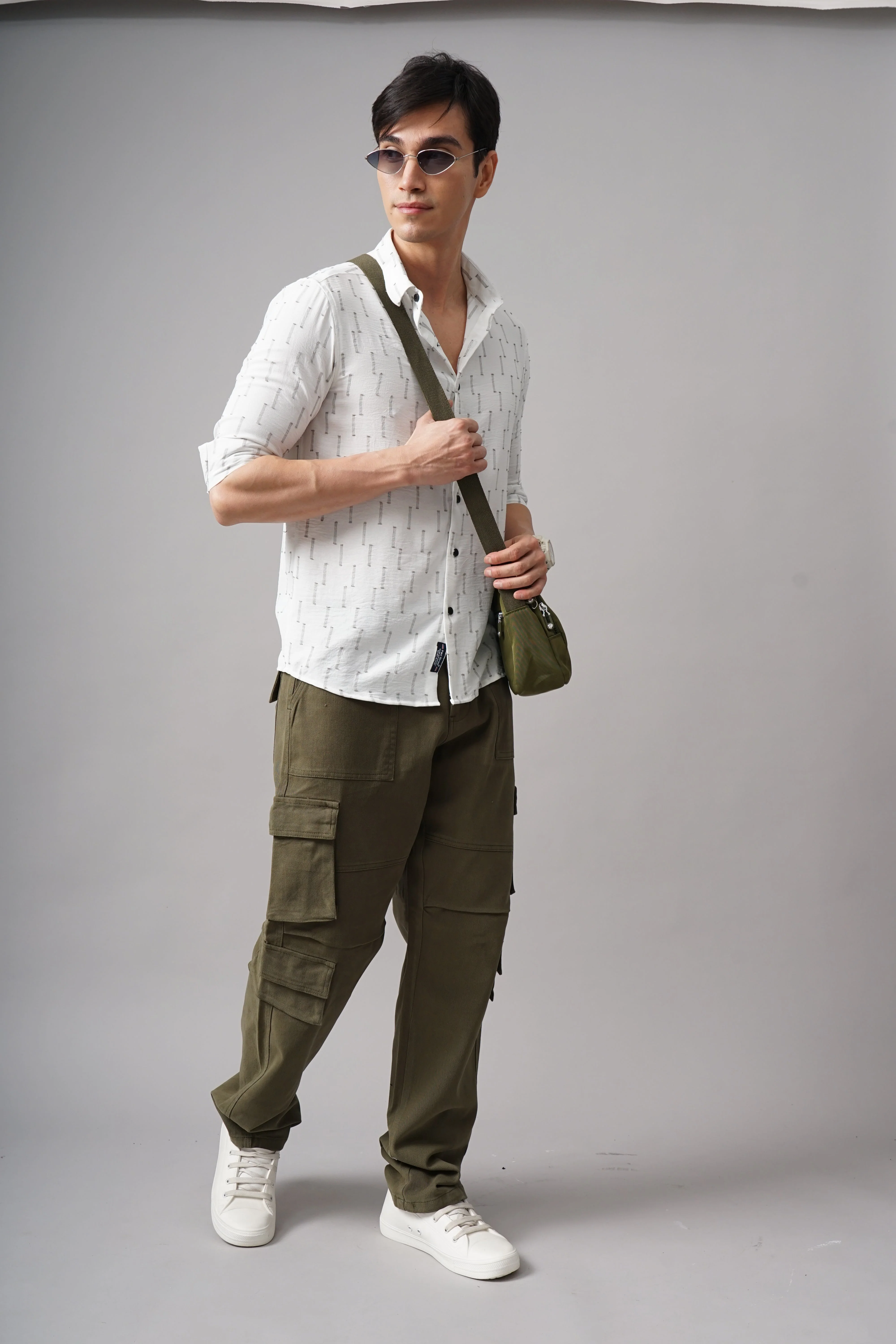 Men Arova Self Design White Shirt - Image 5