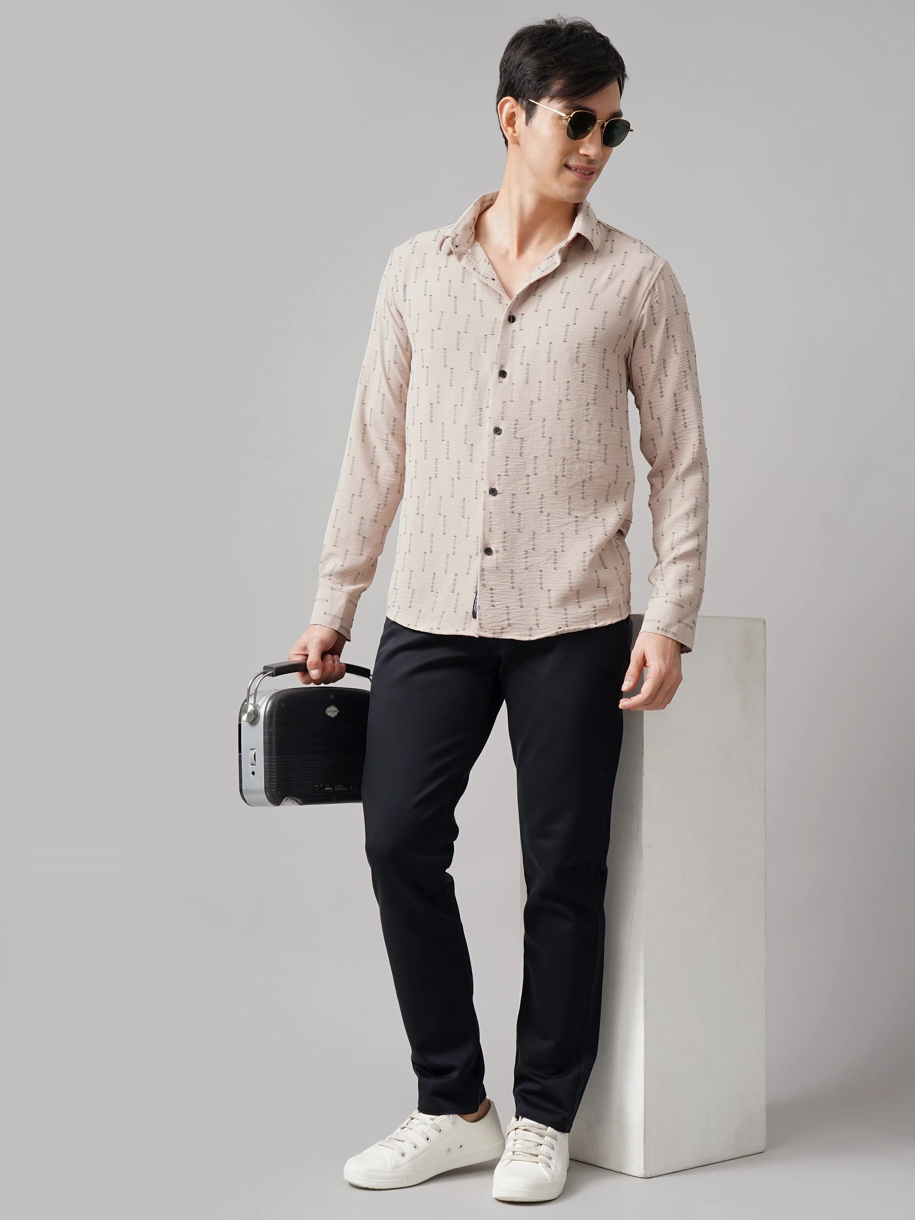 Men Arova Self Design White Shirt - Image 6