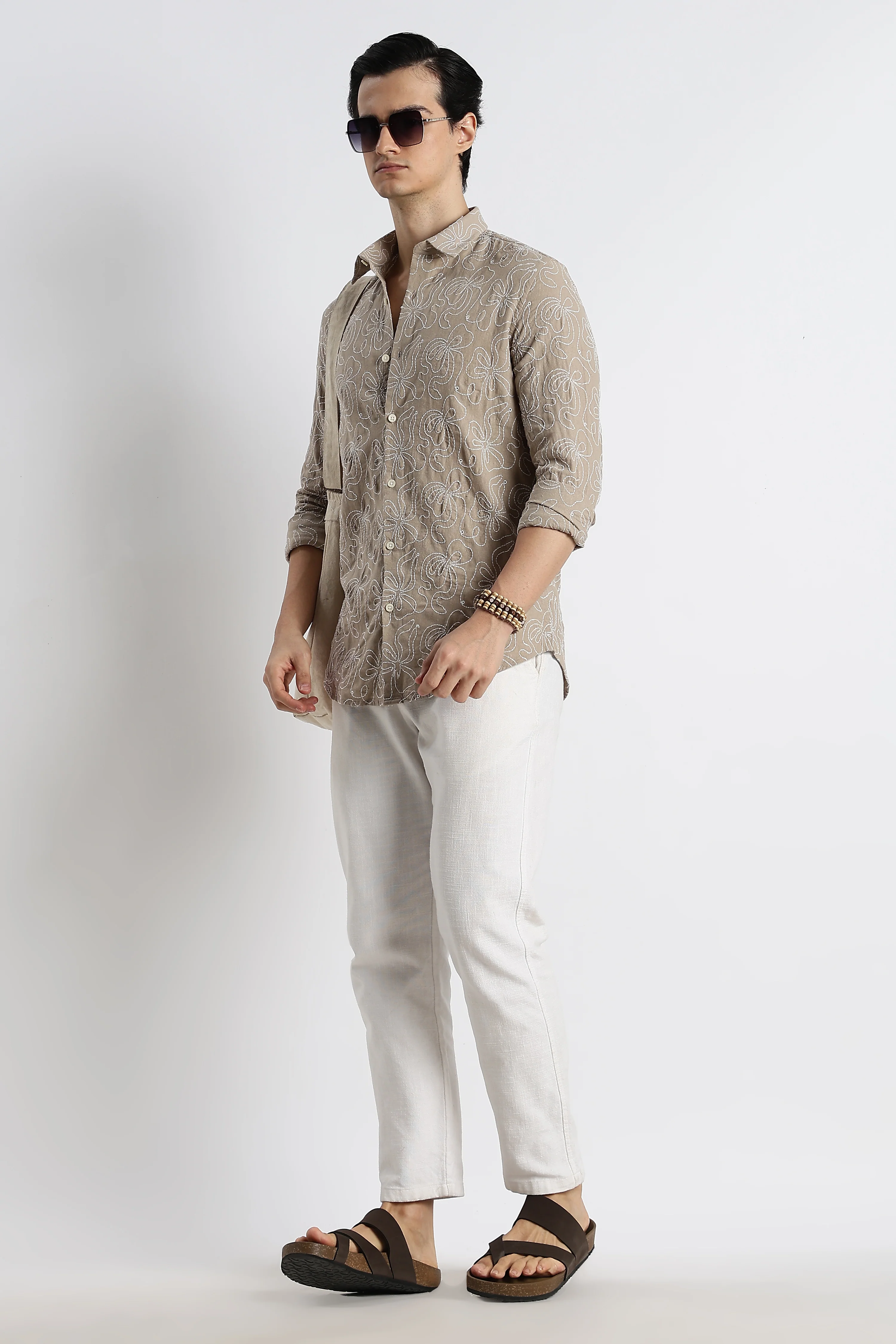Men Artisanal Embroidered Cotton Shirt - Image 8