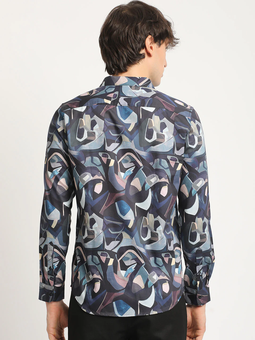 Men  Artistic Pattern Long-Sleeve Slim Fit Casual Shirt - Image 4