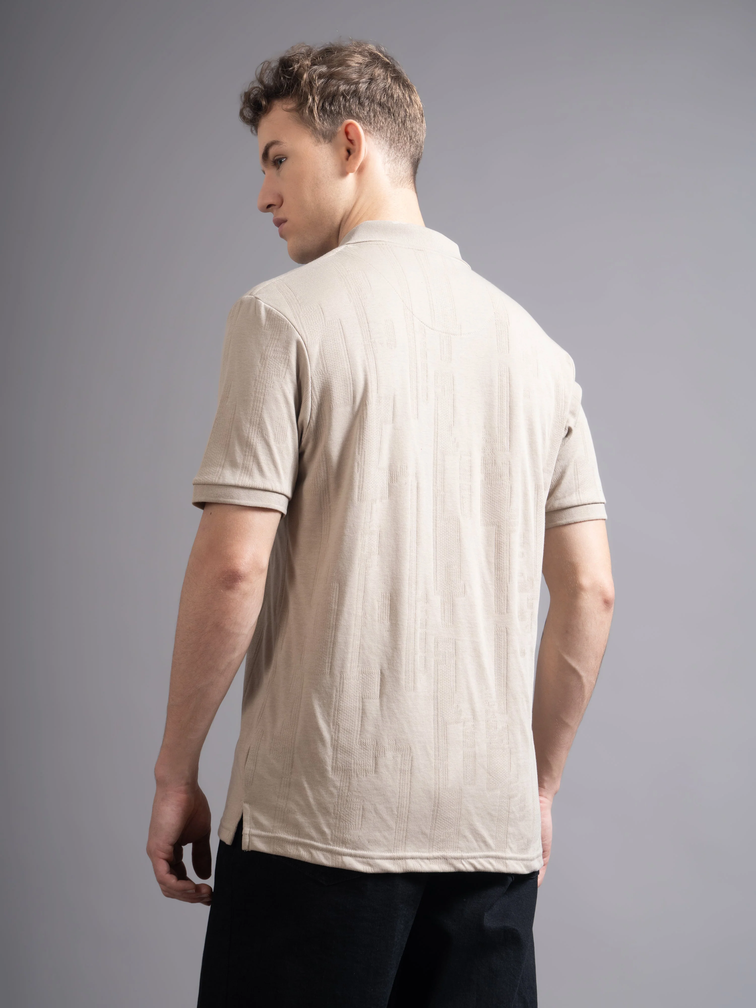 Men Ascot Biege Polo T-Shirt - Image 3