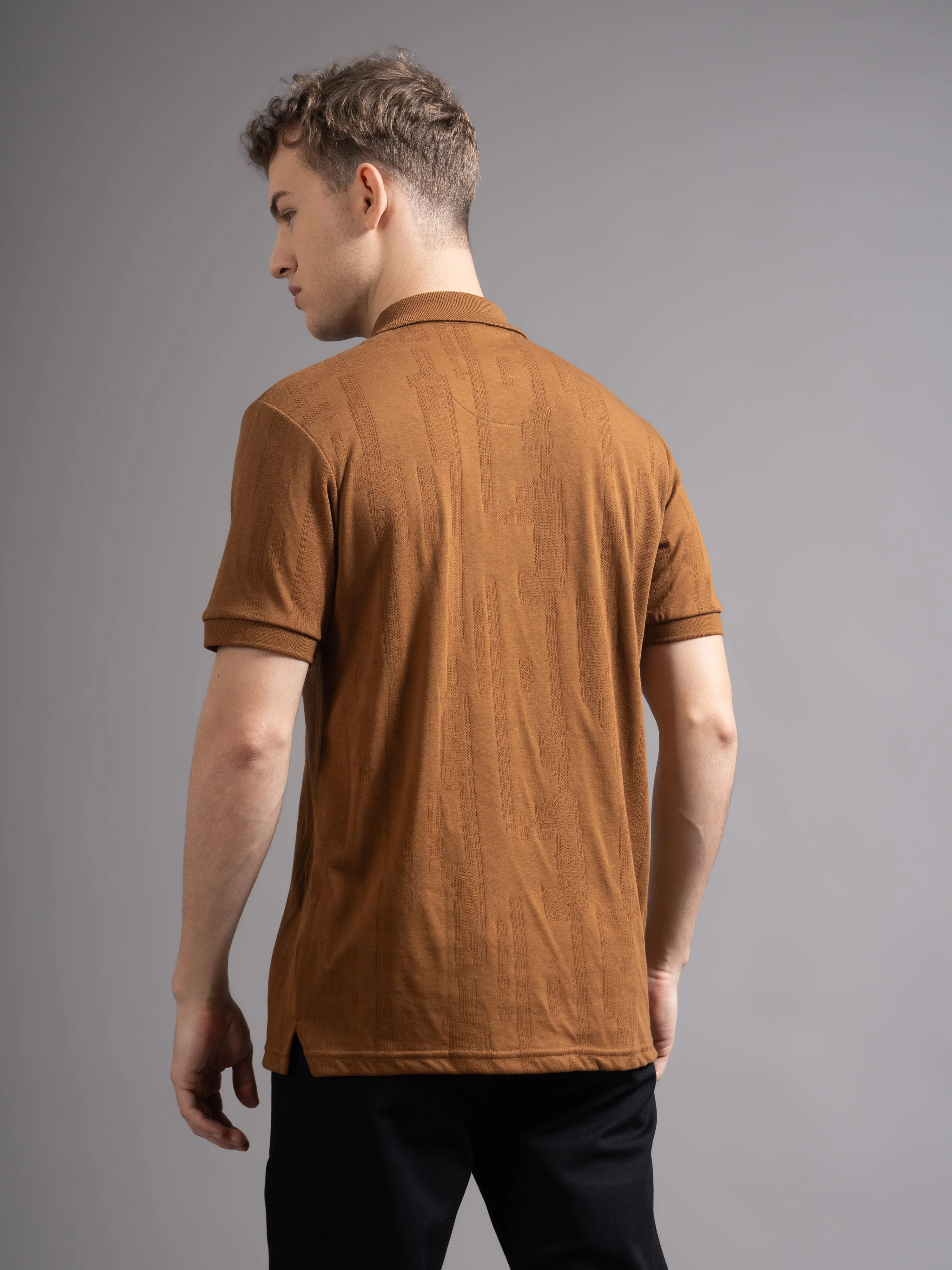 Men Ascot Brown Polo T-Shirt - Image 2
