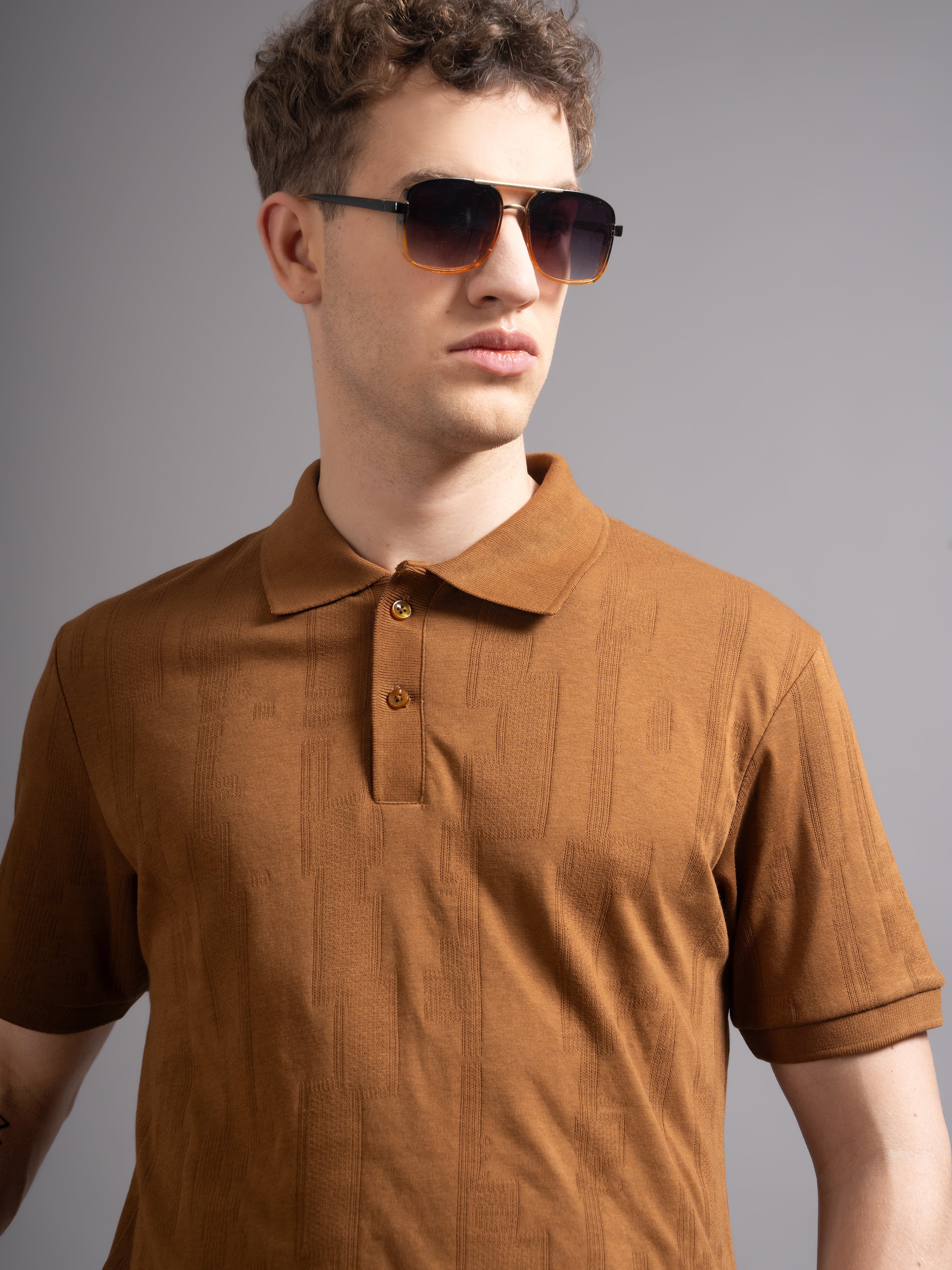 Men Ascot Brown Polo T-Shirt - Image 4