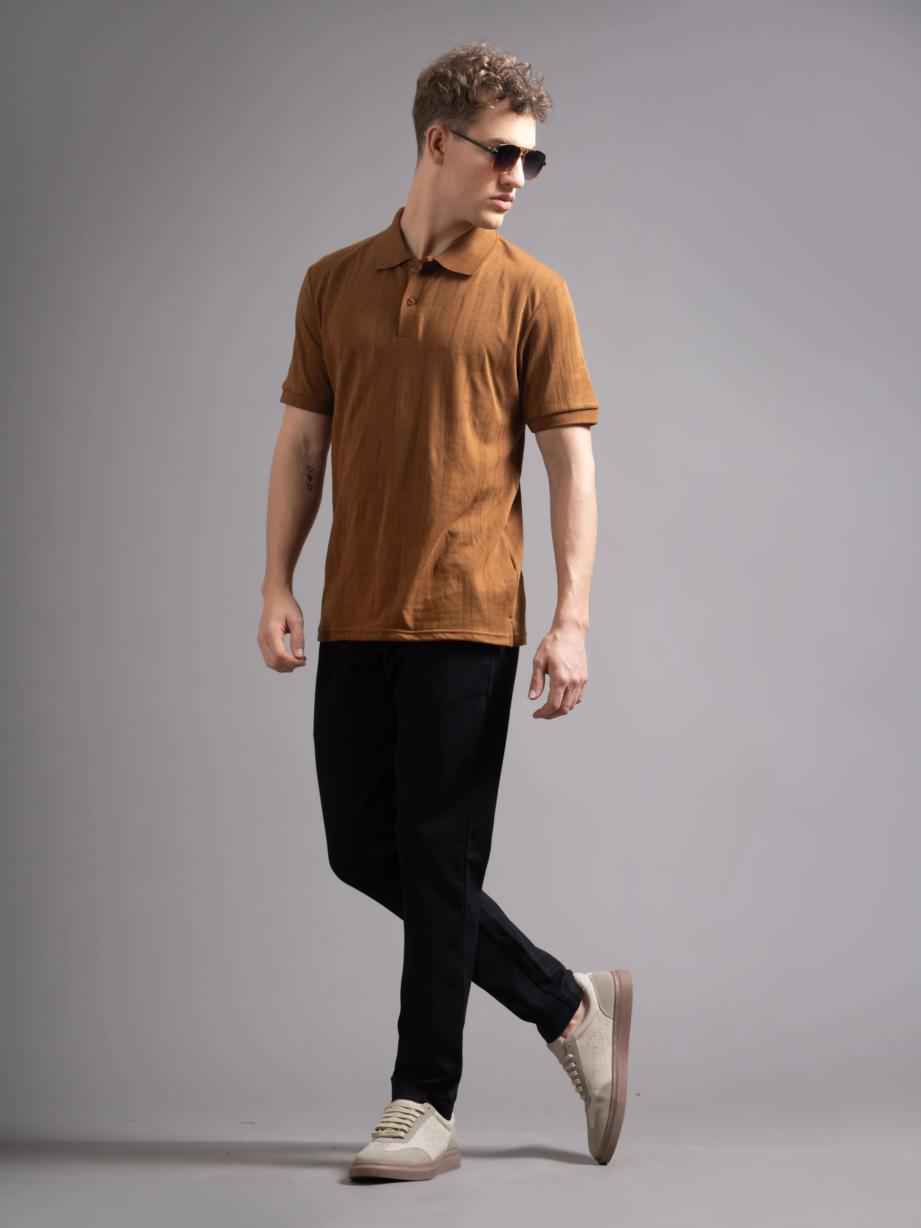 Men Ascot Brown Polo T-Shirt - Image 6