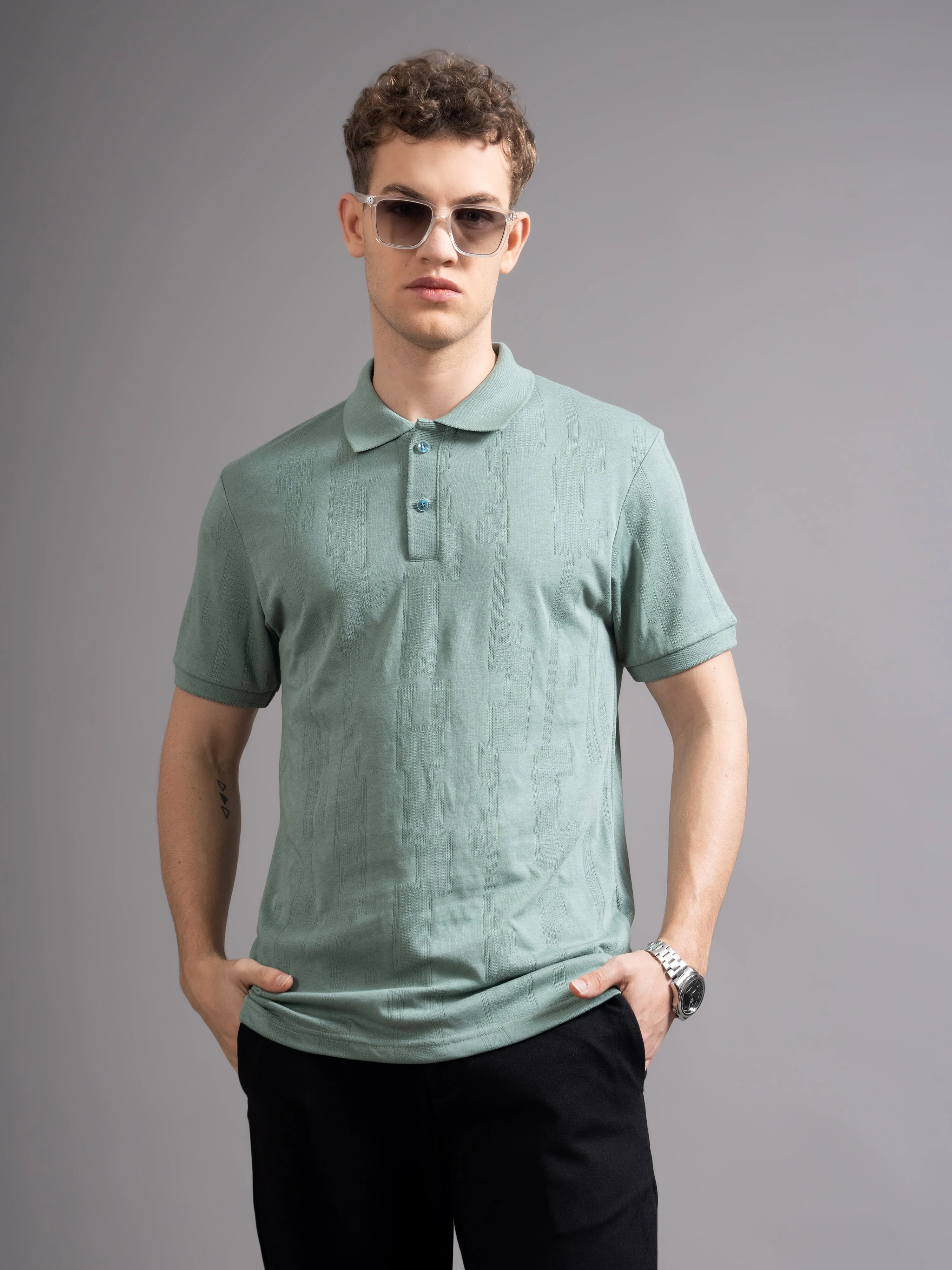 Men Ascot Green Polo T-Shirt - Image 3