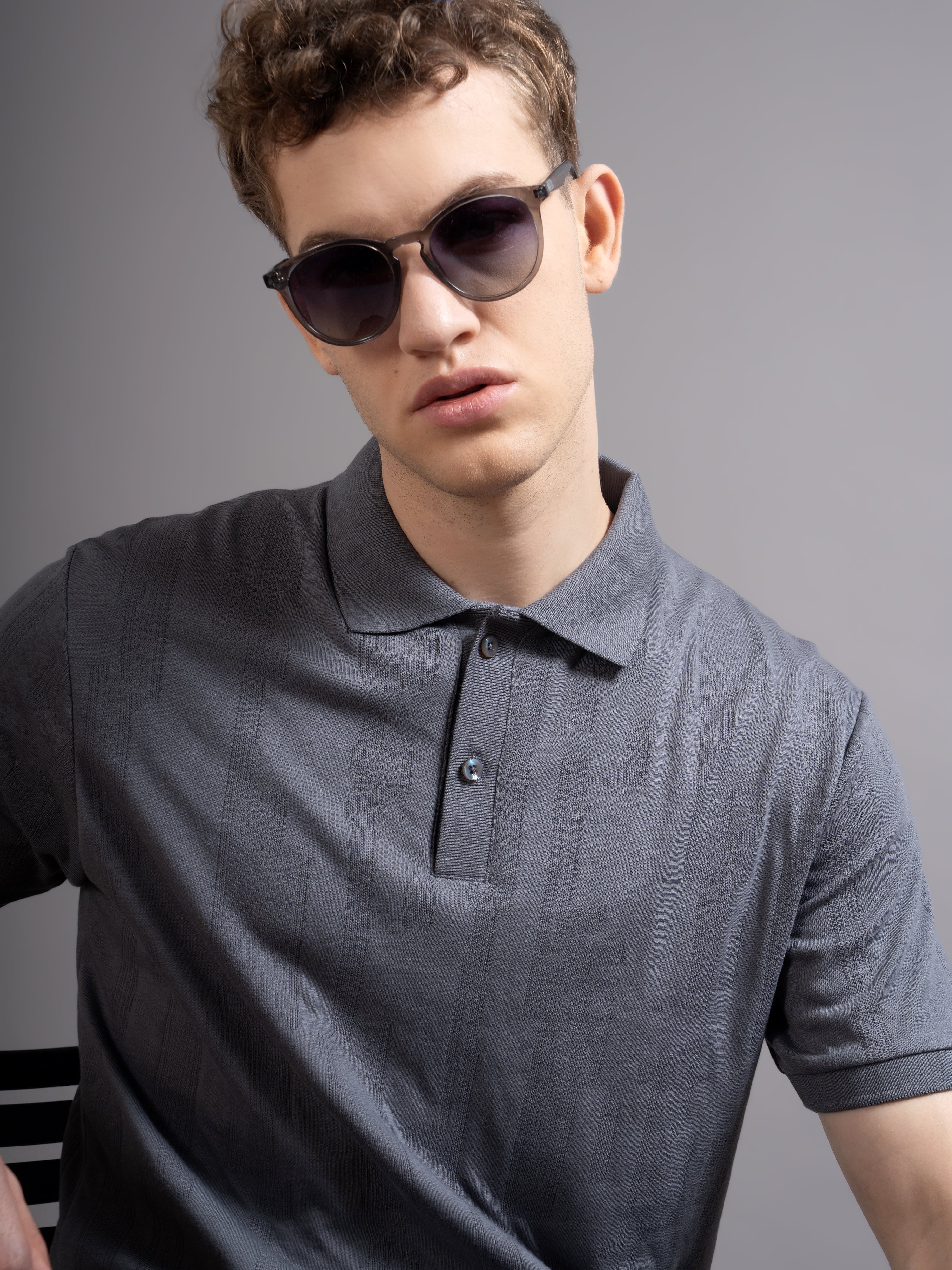 Men Ascot Grey Polo T-Shirt - Image 4