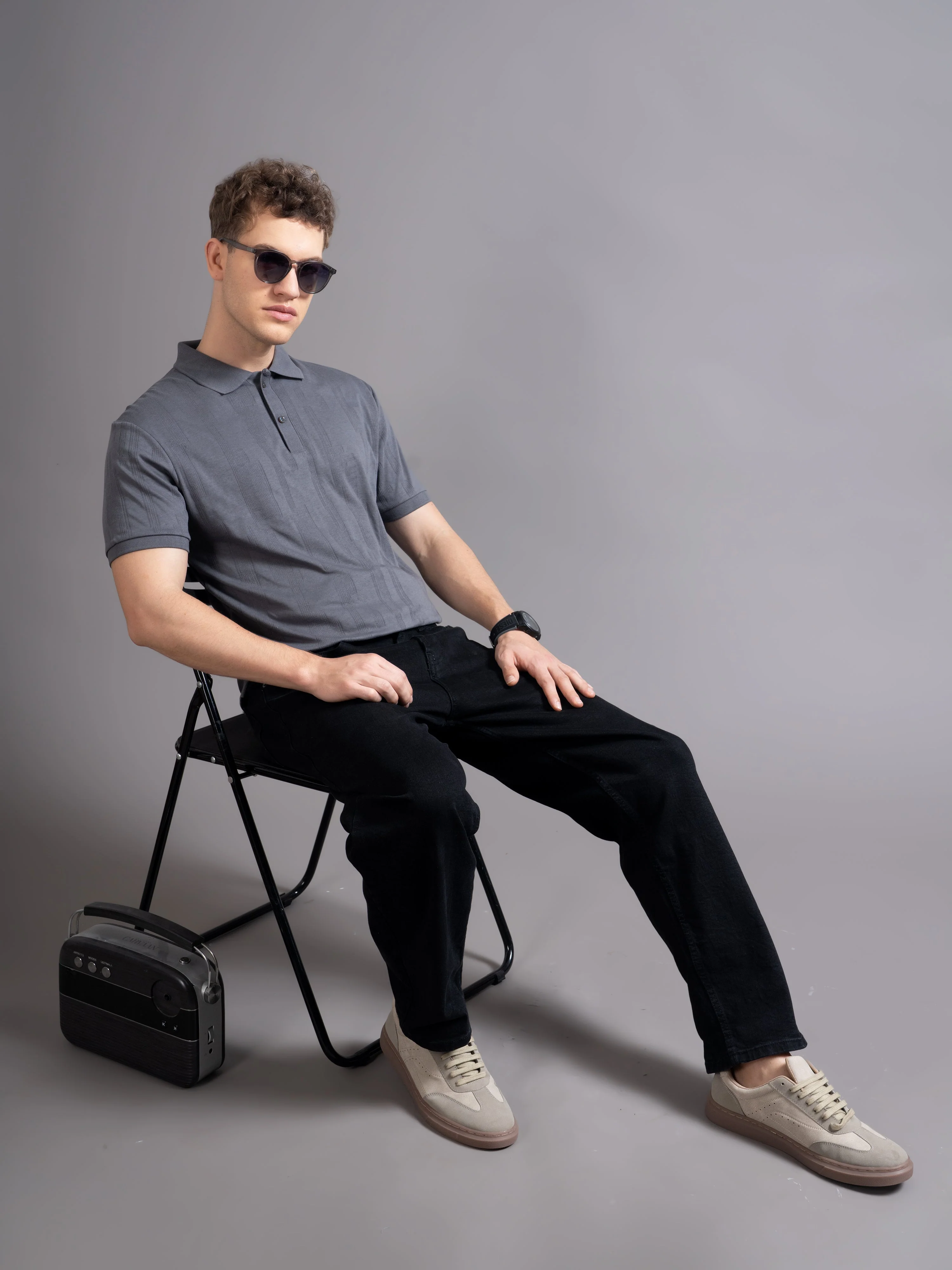 Men Ascot Grey Polo T-Shirt - Image 5