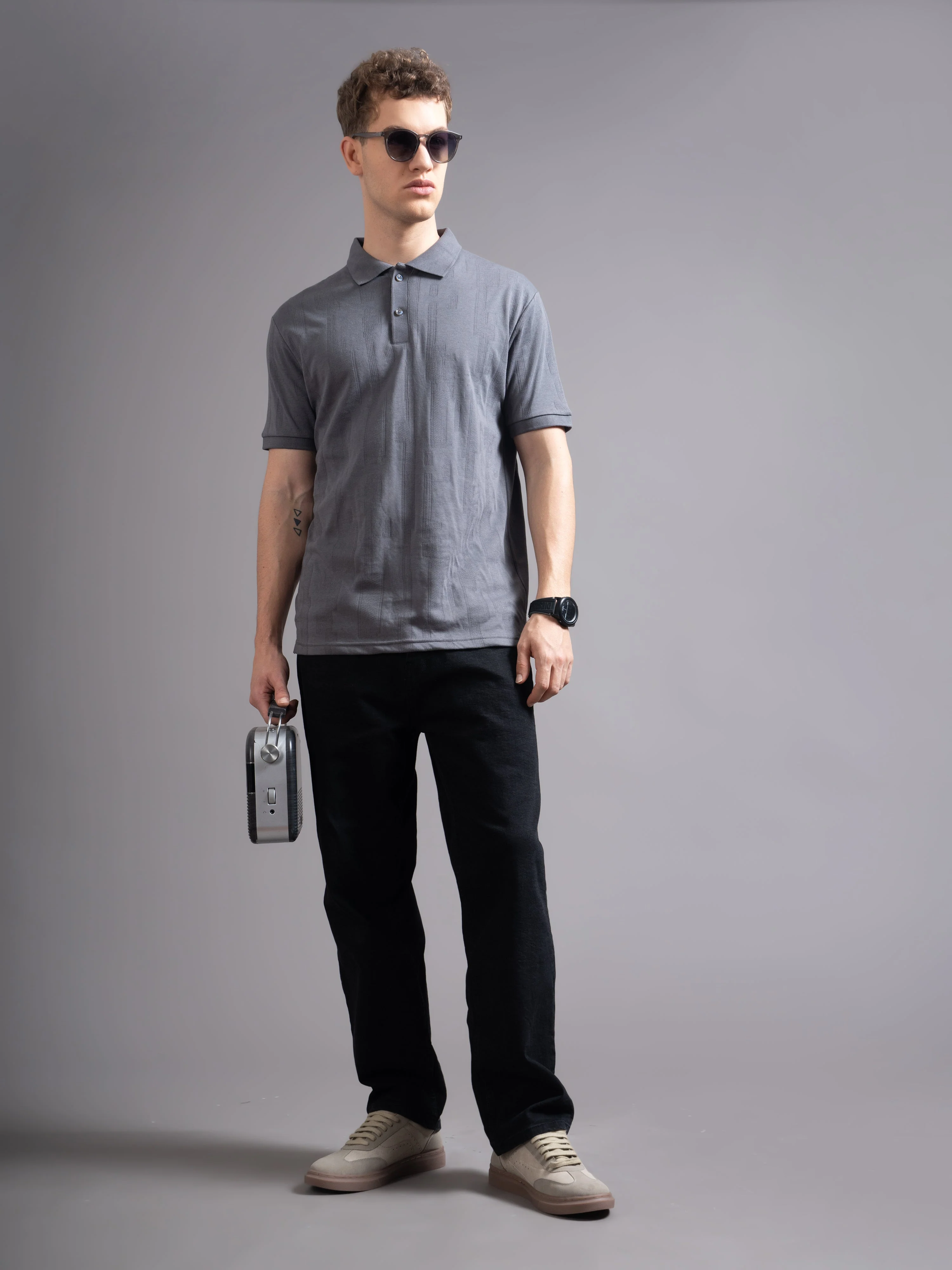 Men Ascot Grey Polo T-Shirt - Image 6