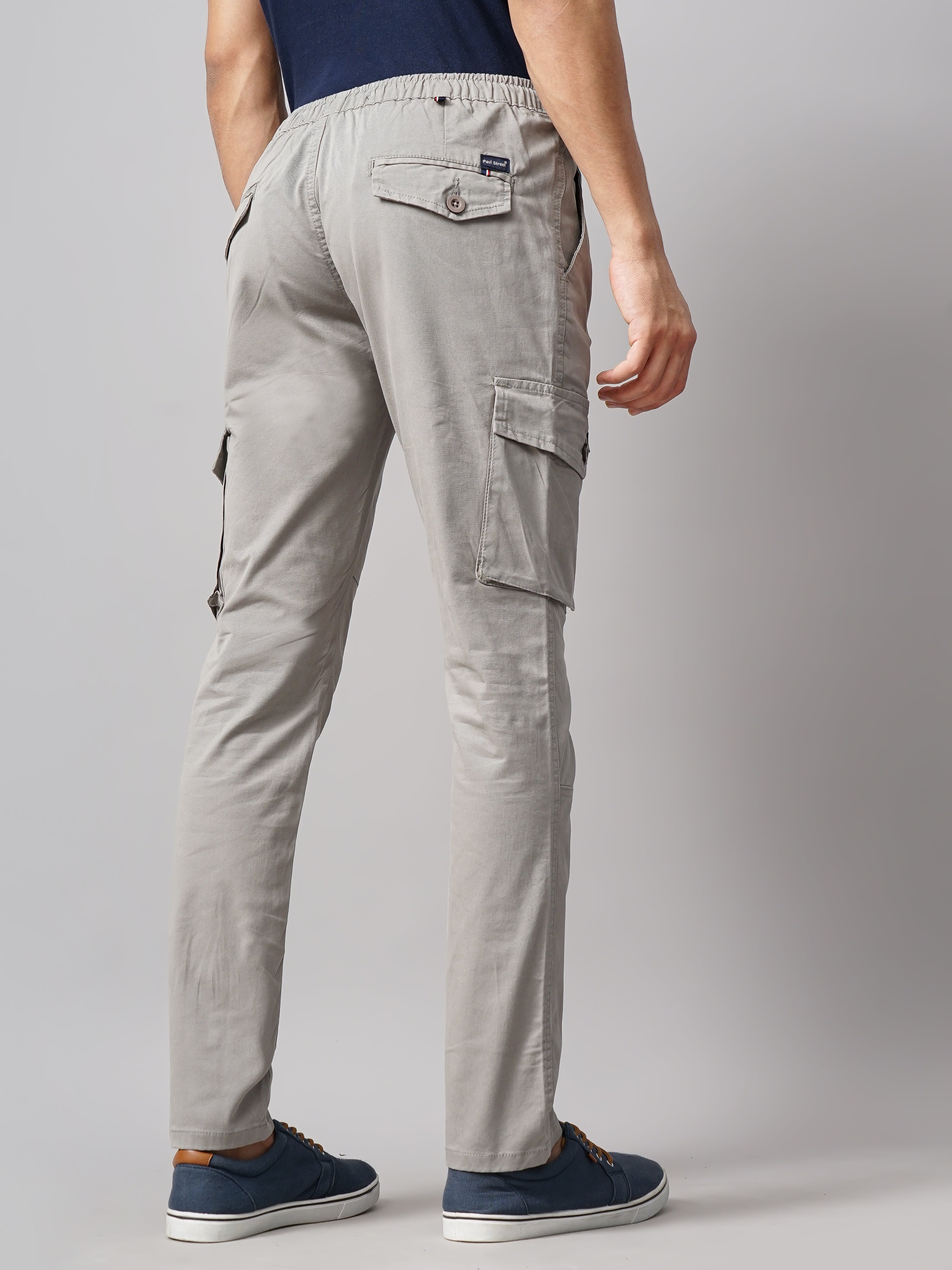 Men Ash Grey Aslant Cargo Pant - Image 2