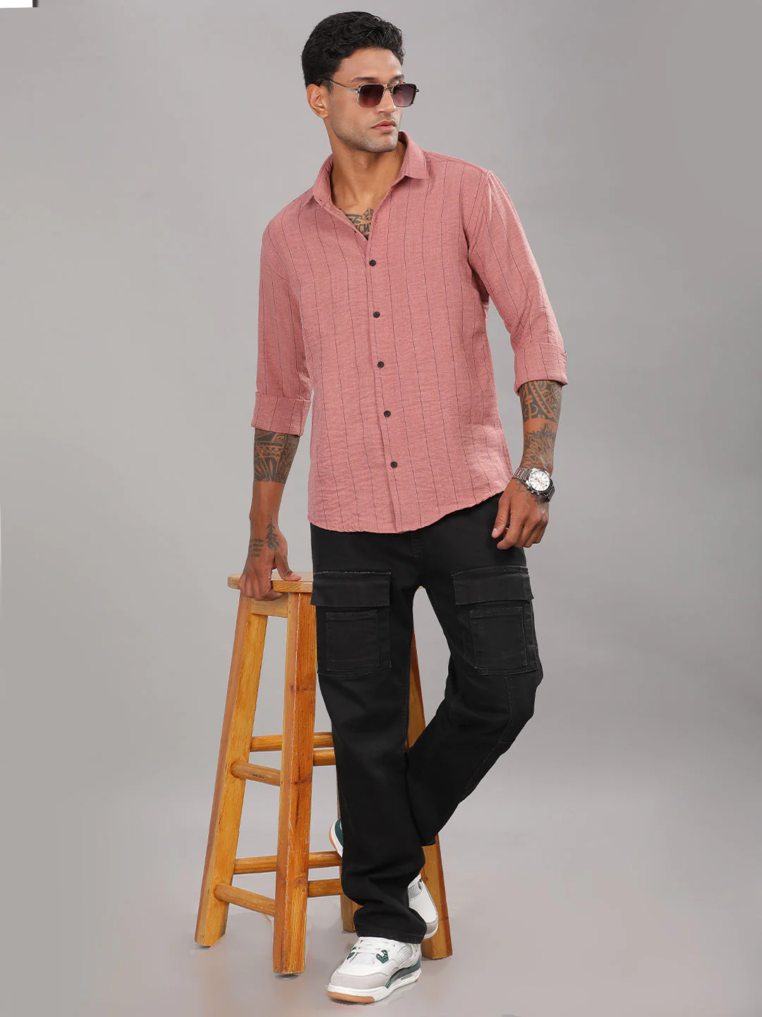Men Ash Grey Aslant Cargo Pant - Image 7
