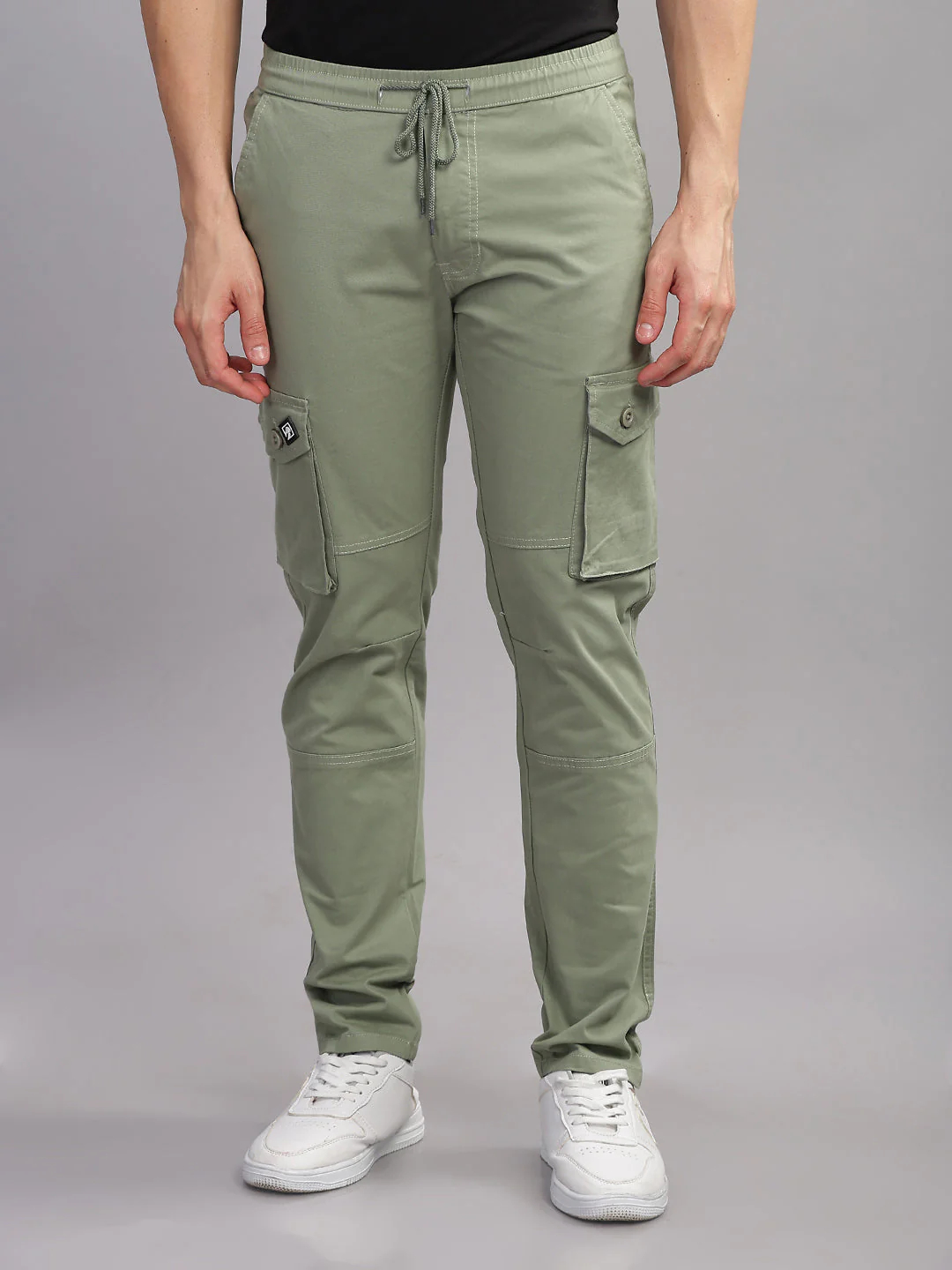 Men Aslant Green Cargo Pant - Image 2