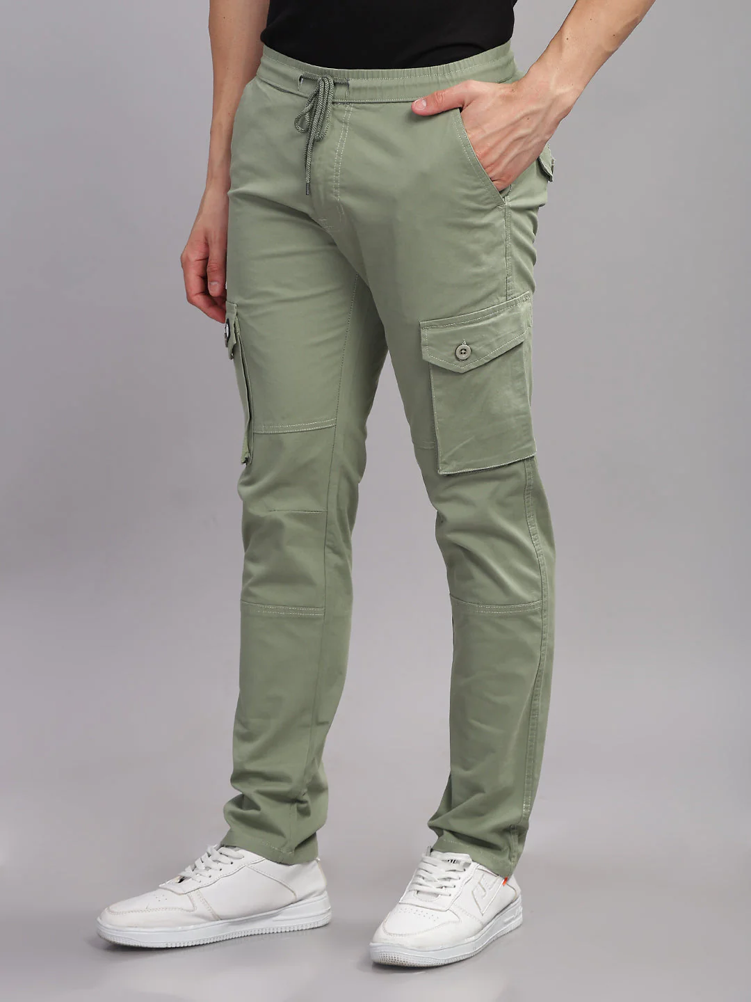 Men Aslant Green Cargo Pant - Image 4