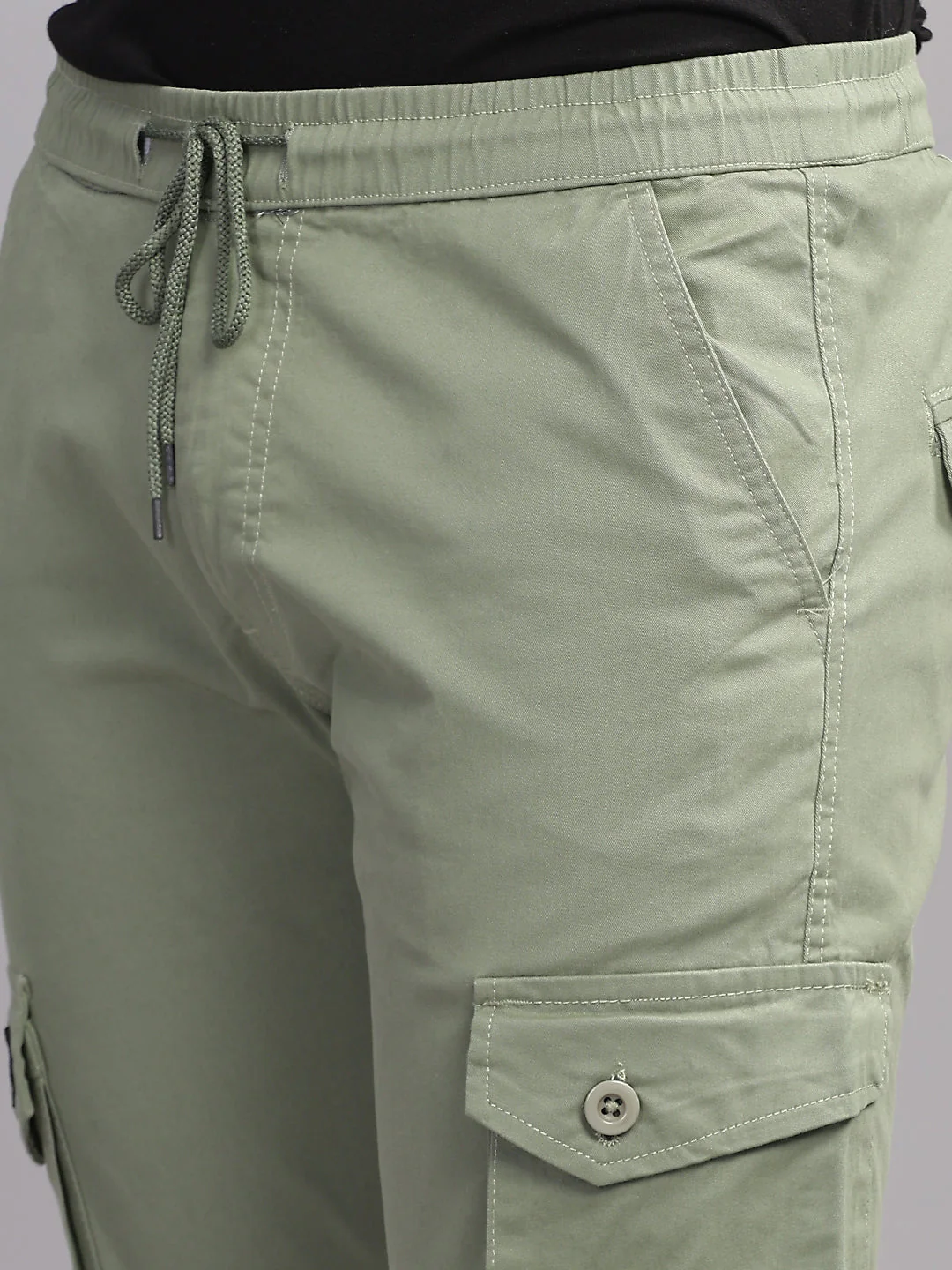 Men Aslant Green Cargo Pant - Image 5