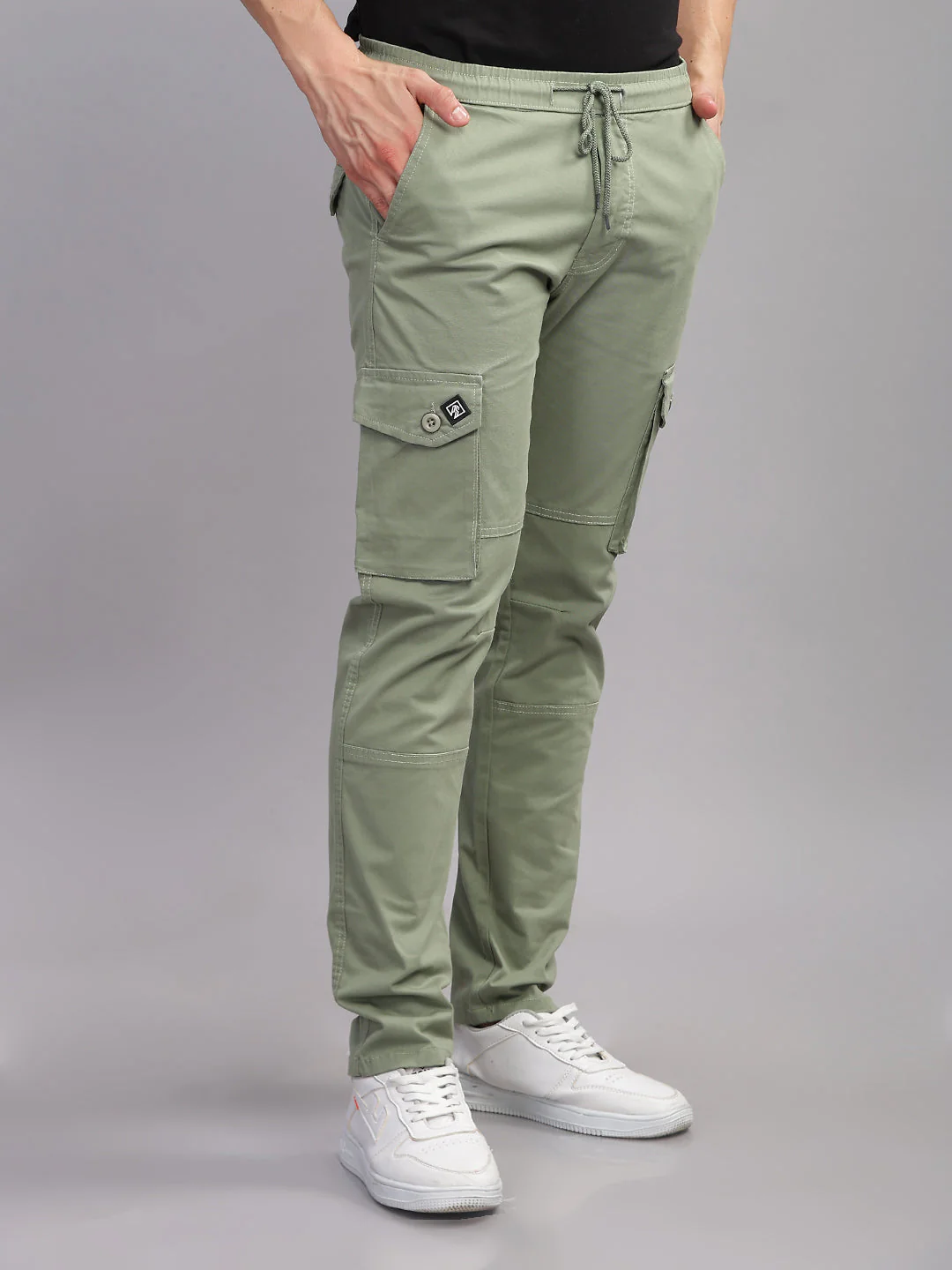 Men Aslant Green Cargo Pant - Image 6
