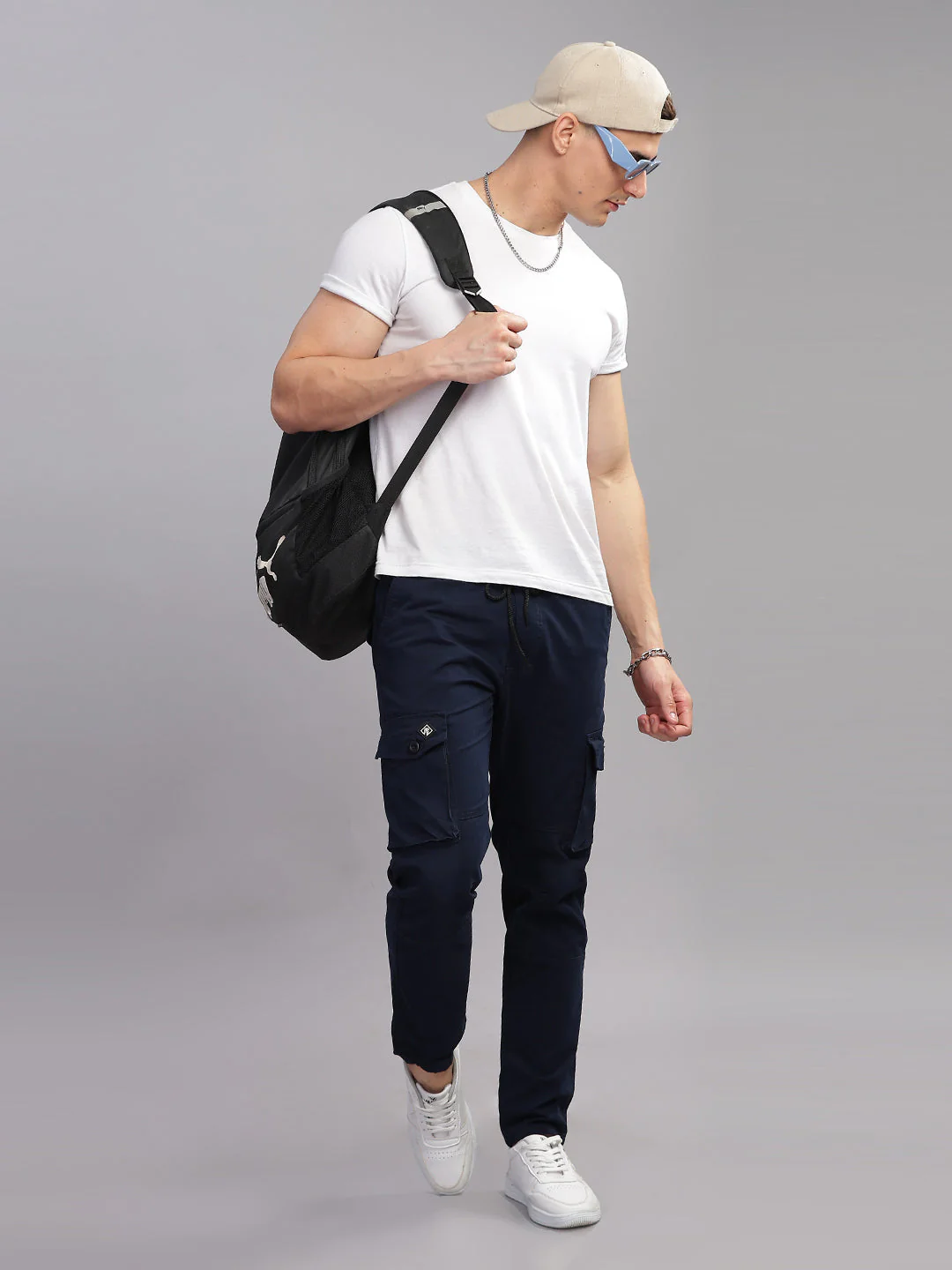 Men Aslant Navy Cargo Pant - Image 5