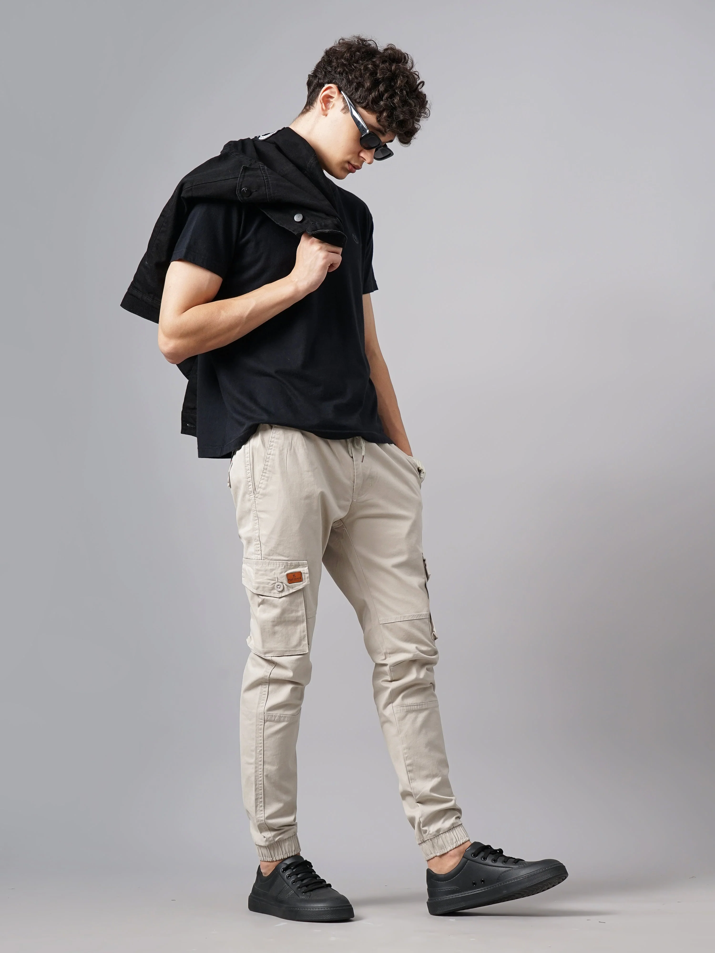 Men Aslope Beige Cargo Pant - Image 5