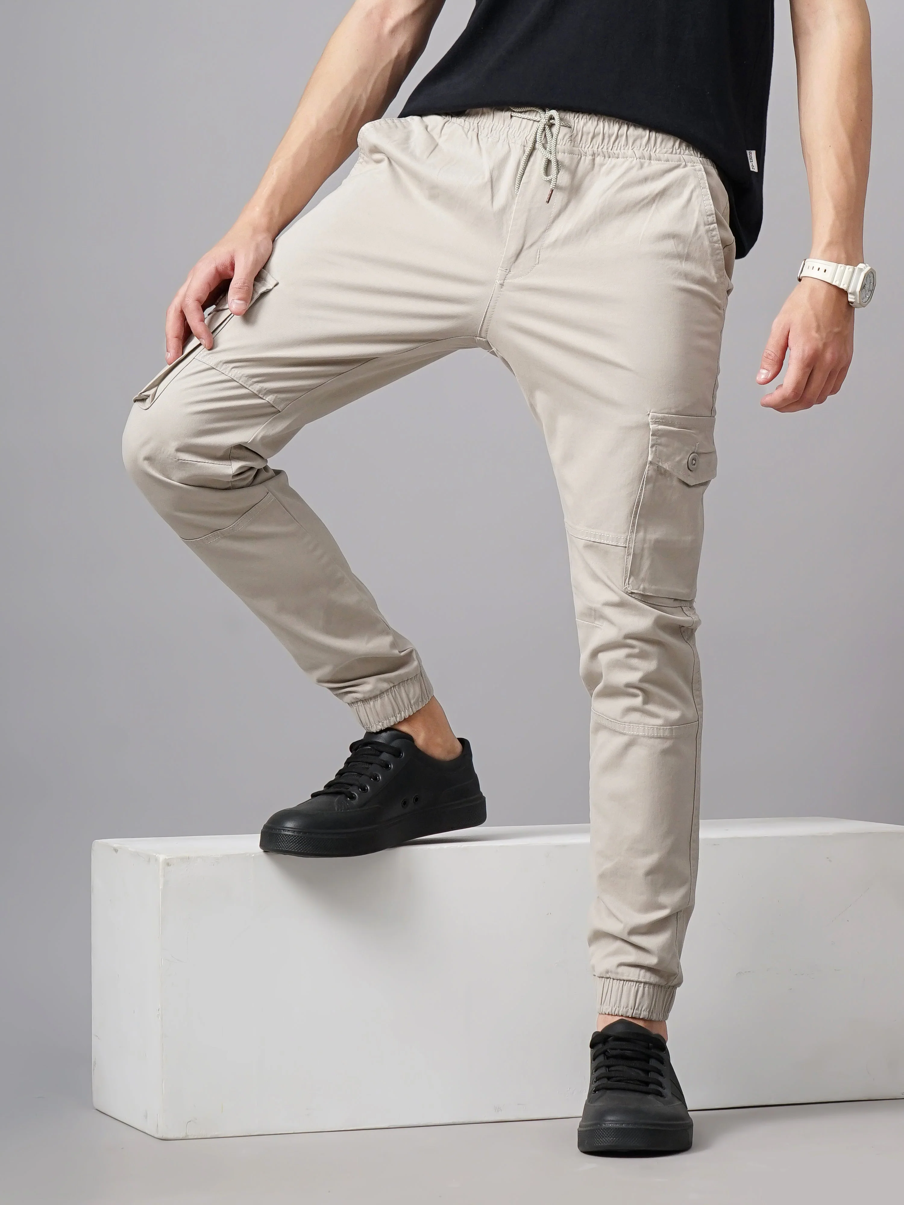 Men Aslope Beige Cargo Pant - Image 6