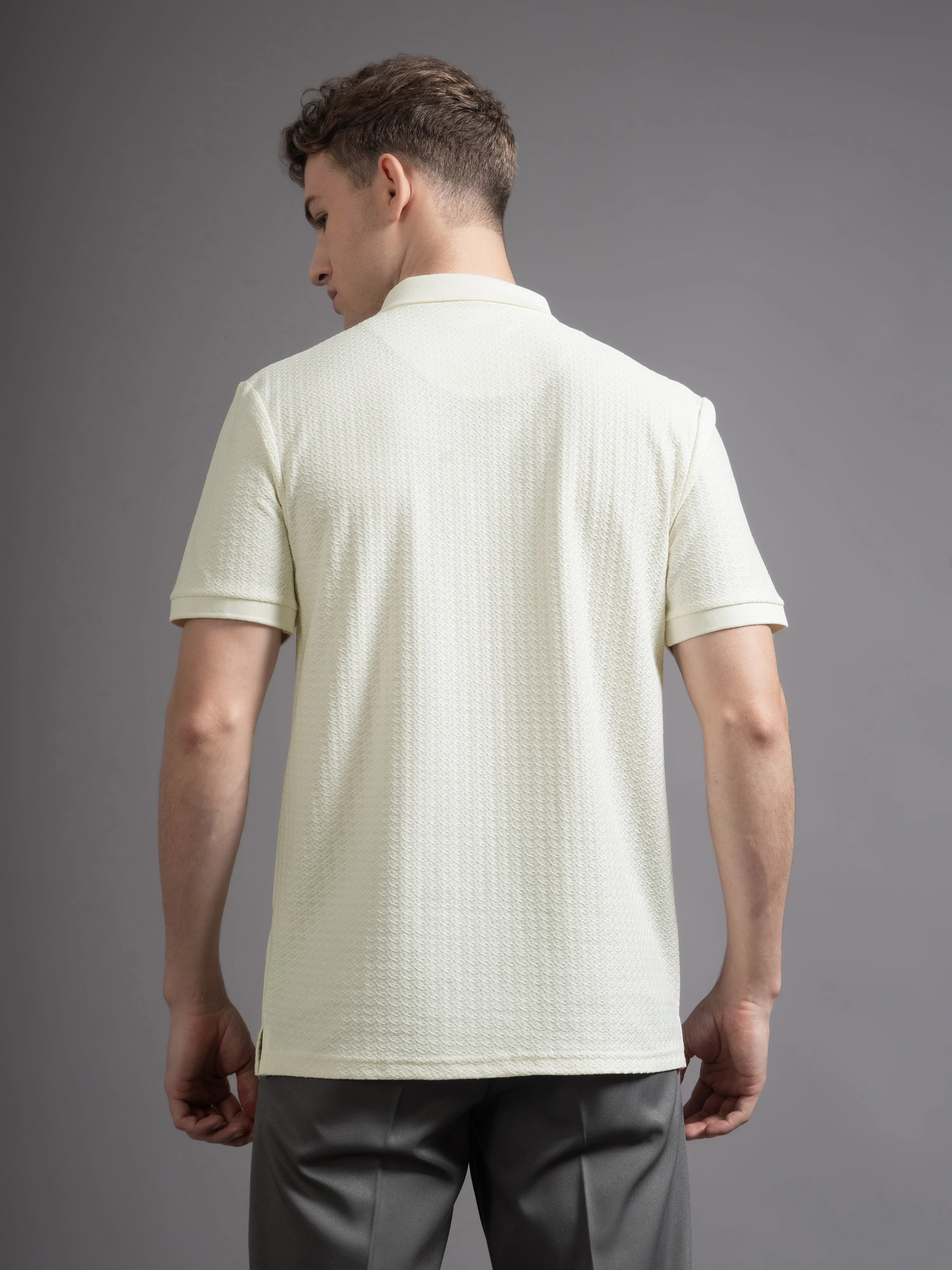 Men Aspen Beige Polo T-Shirt - Image 2