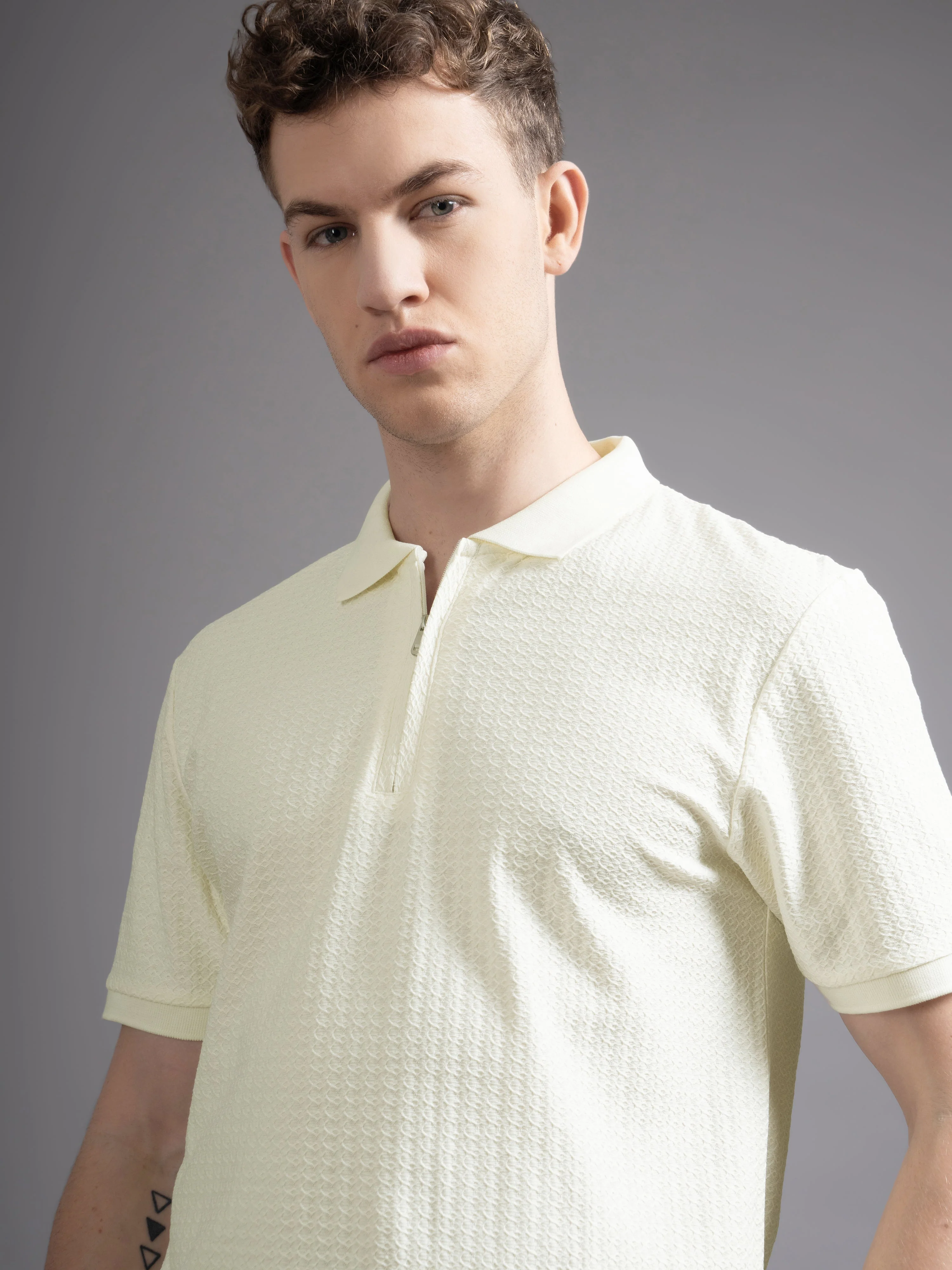 Men Aspen Beige Polo T-Shirt - Image 4