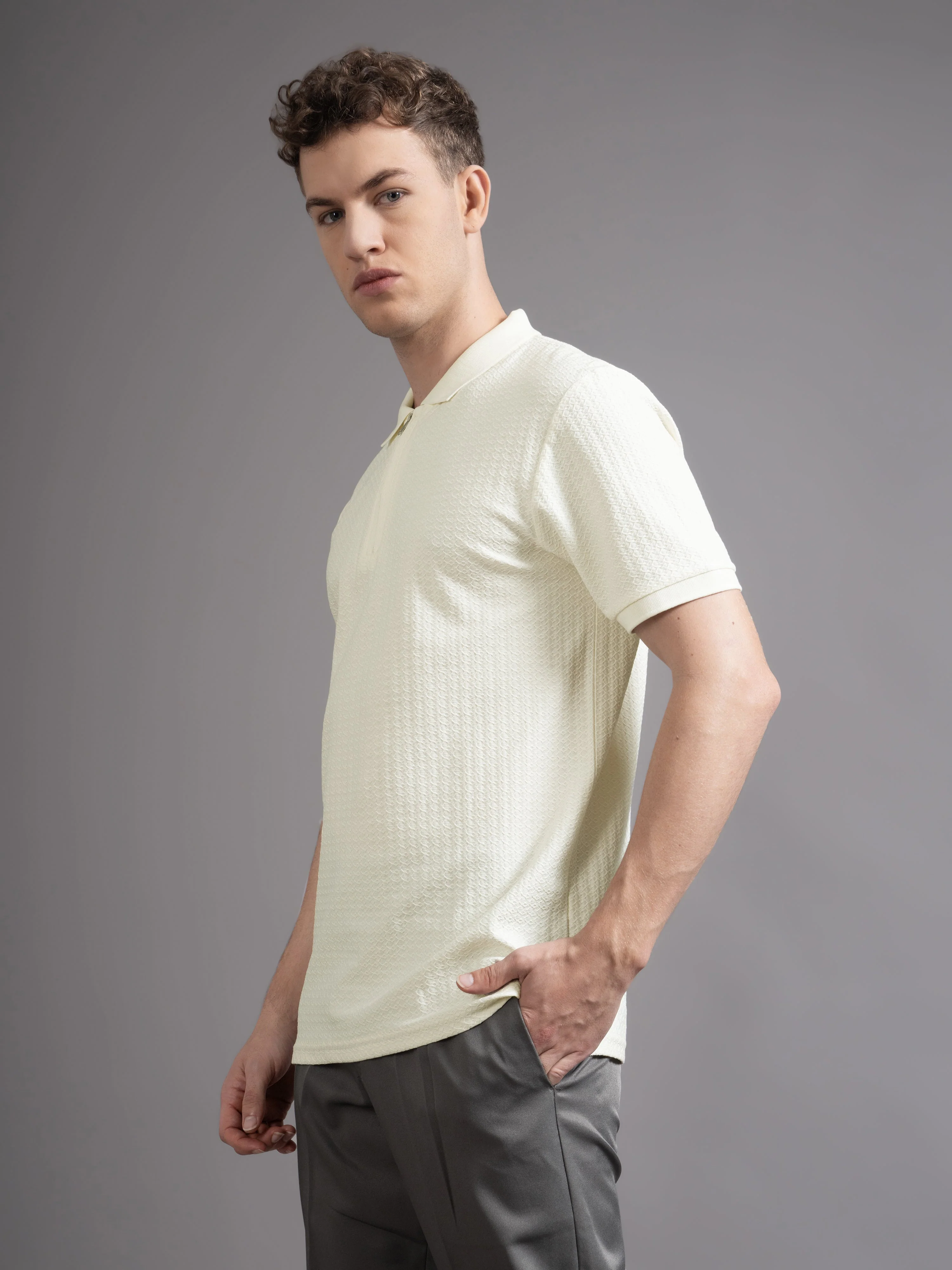 Men Aspen Beige Polo T-Shirt - Image 7
