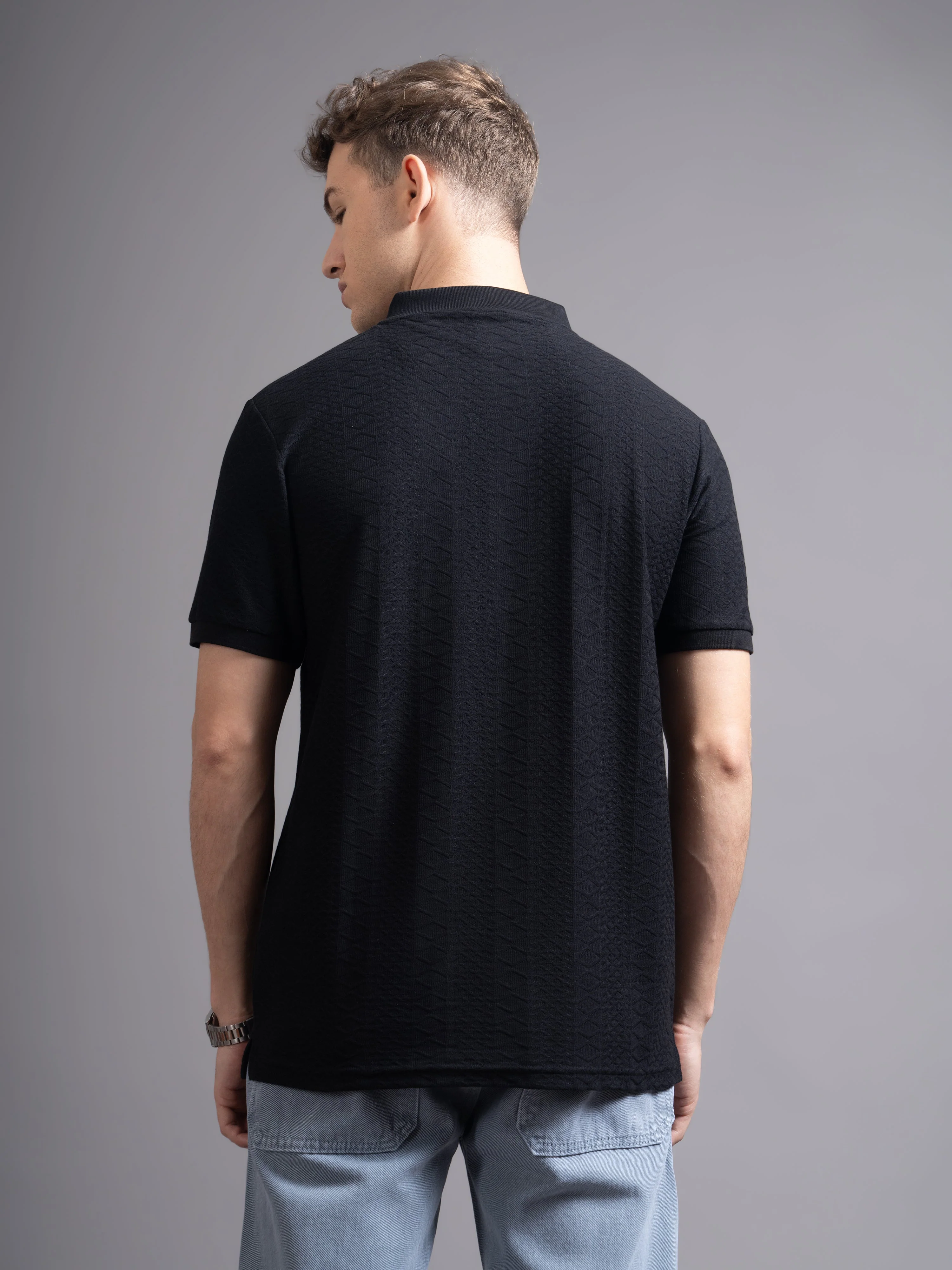 Men Aspen Black Polo T-Shirt - Image 3