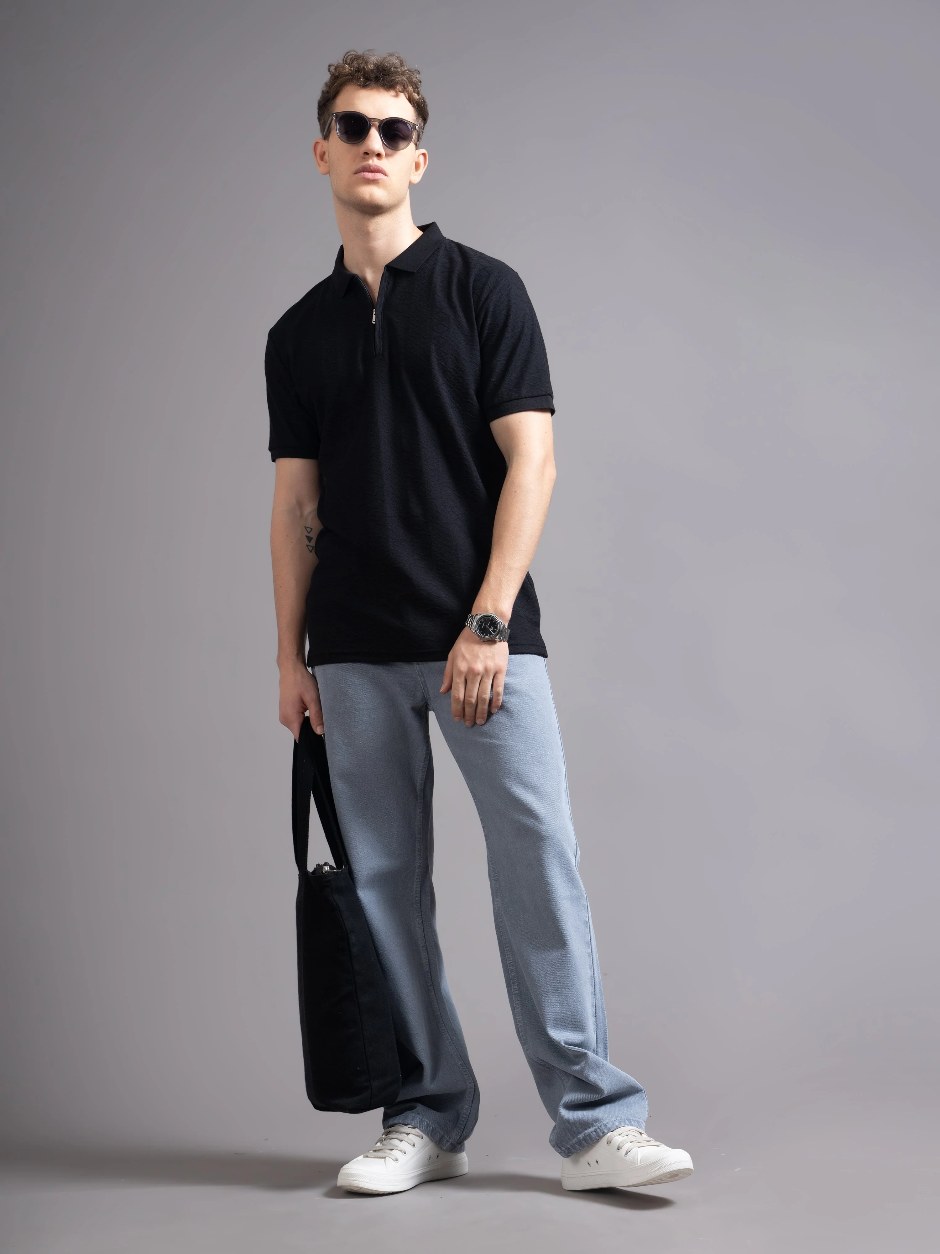 Men Aspen Black Polo T-Shirt - Image 6