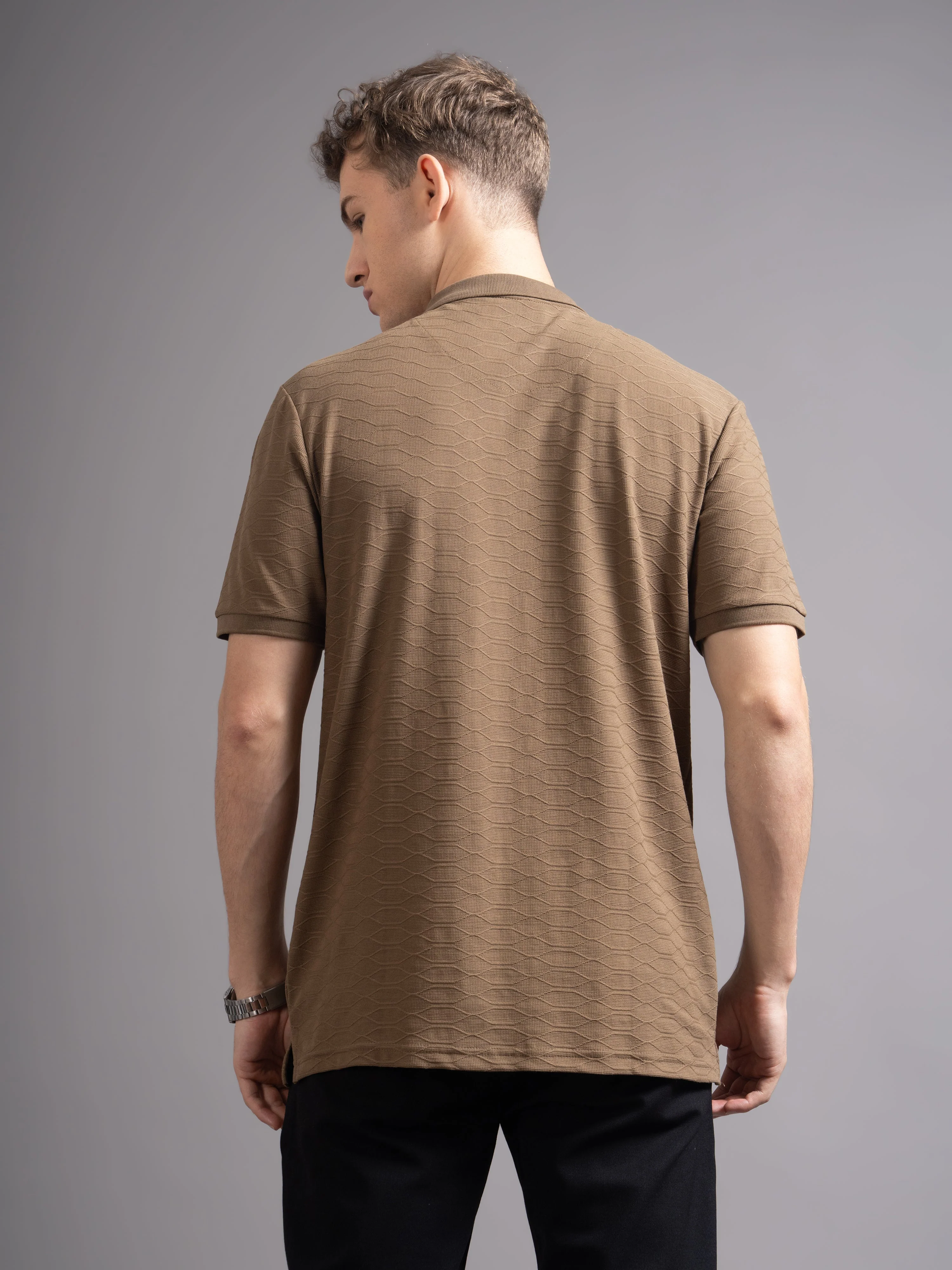 Men Aspen Brown Polo T-Shirt - Image 2