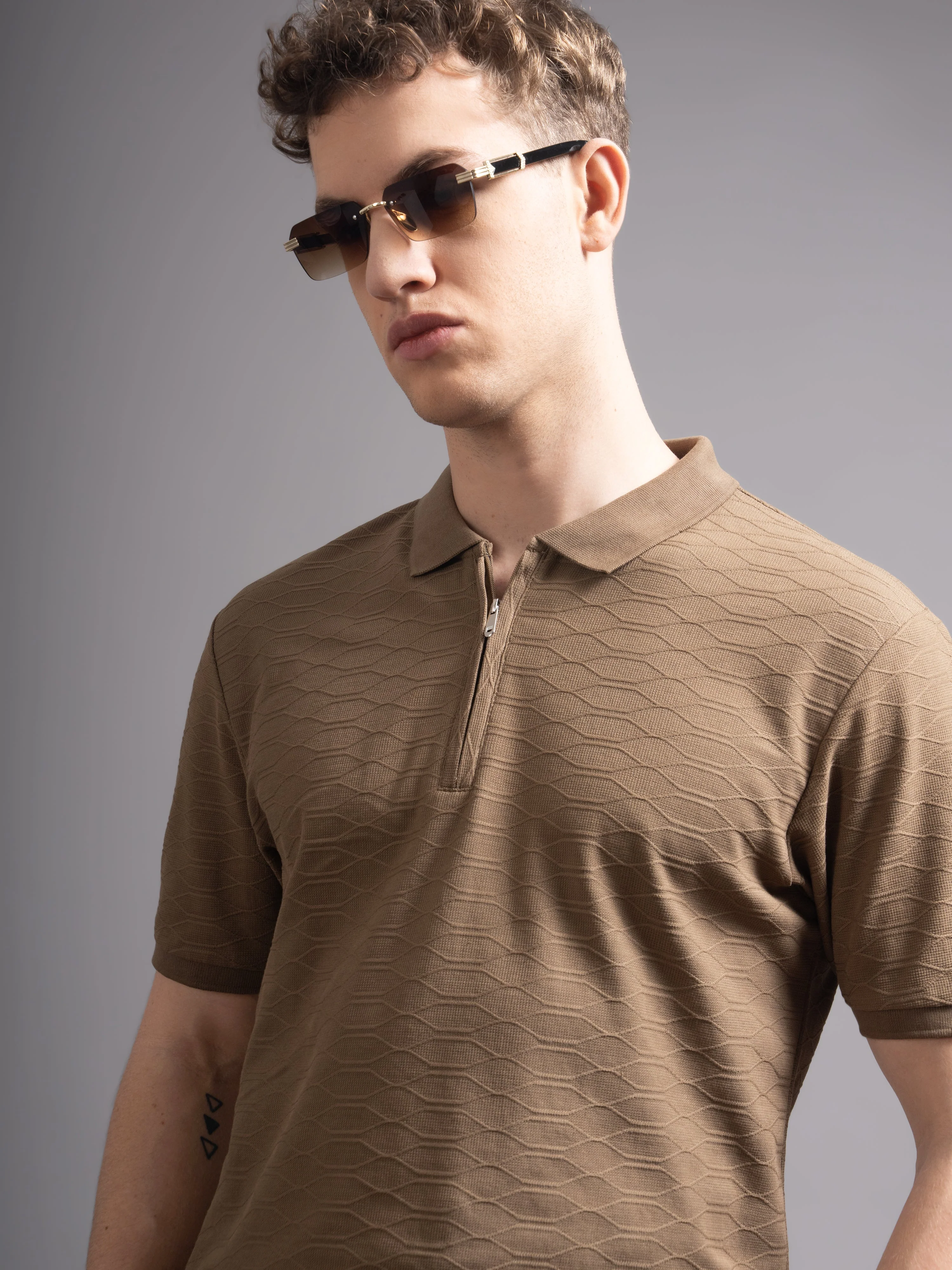 Men Aspen Brown Polo T-Shirt - Image 4