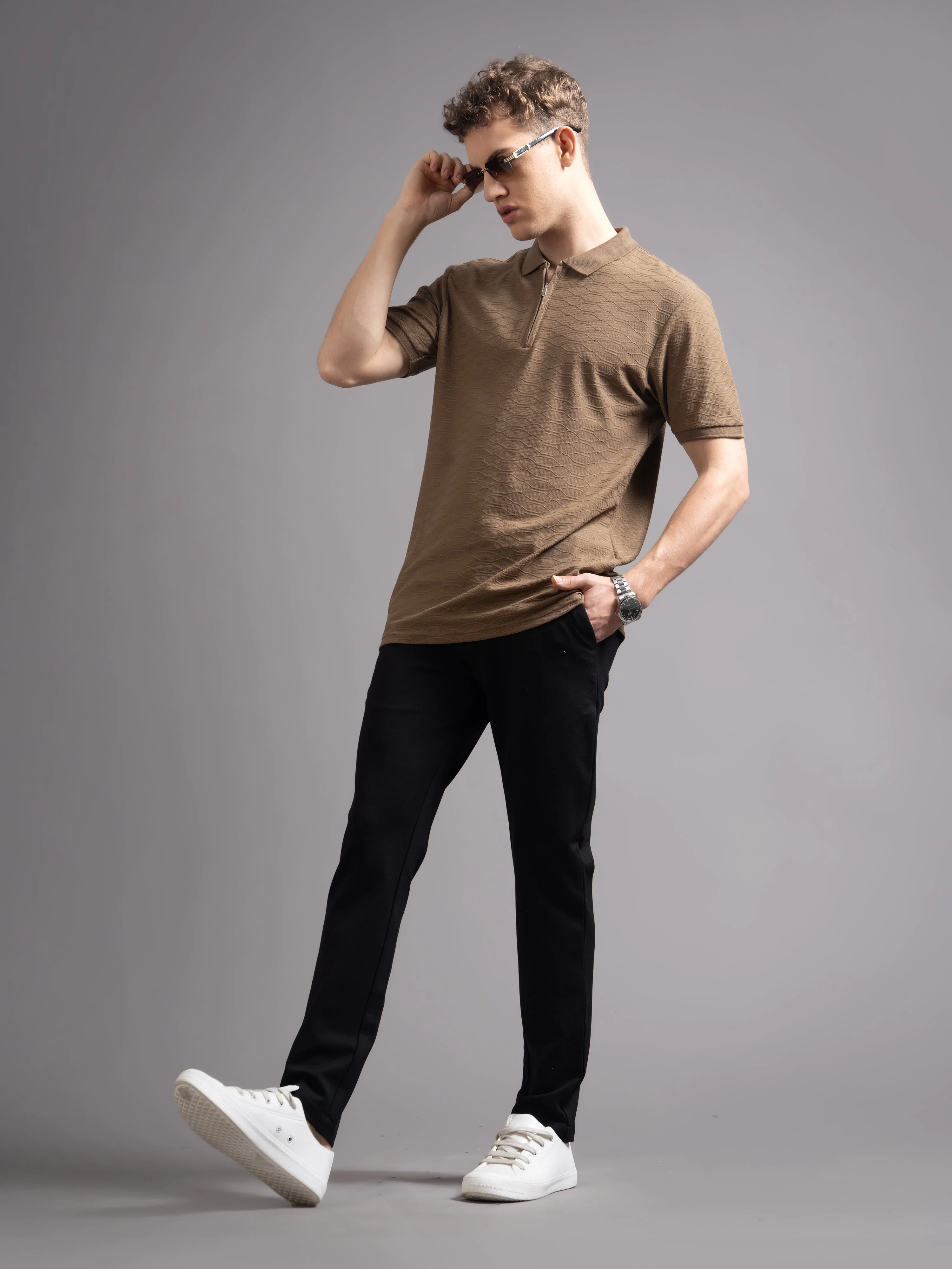 Men Aspen Brown Polo T-Shirt - Image 5