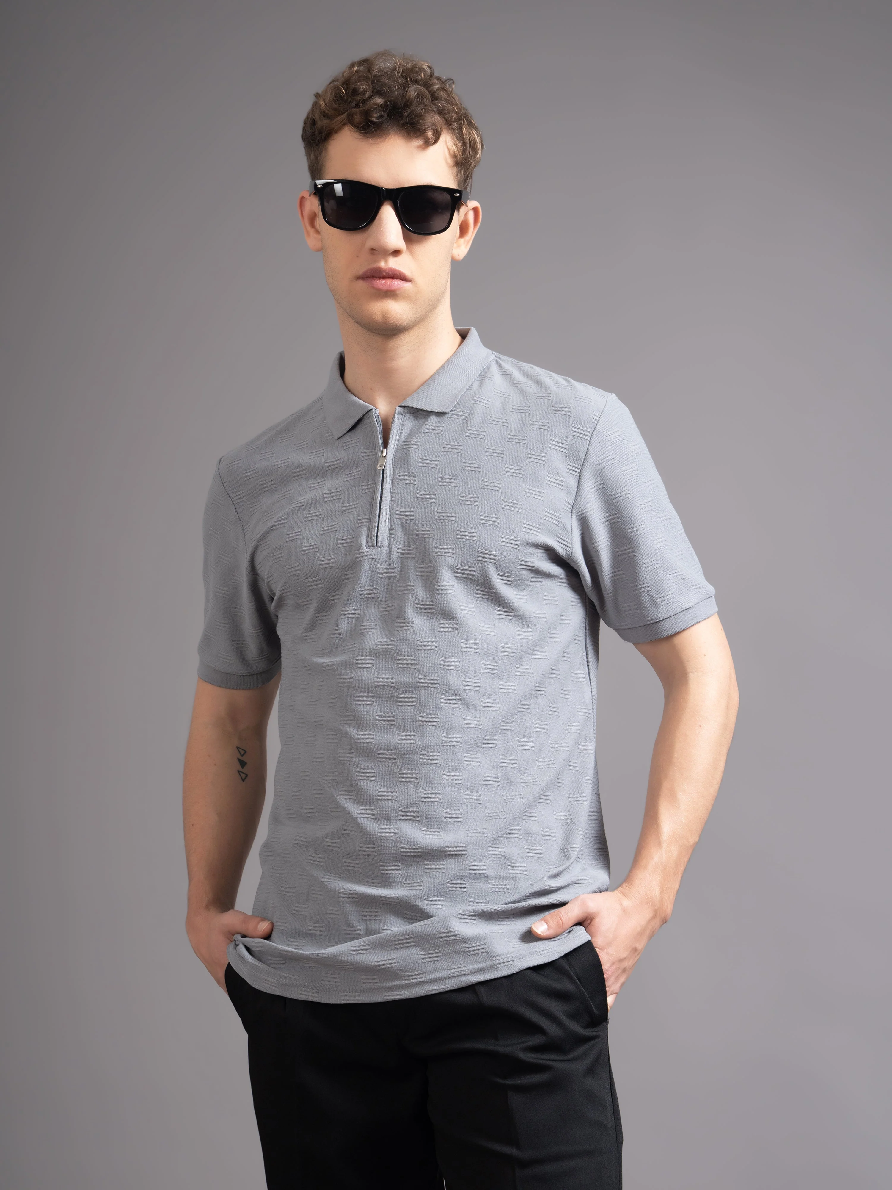 Men Aspen Grey Polo T-Shirt - Image 2