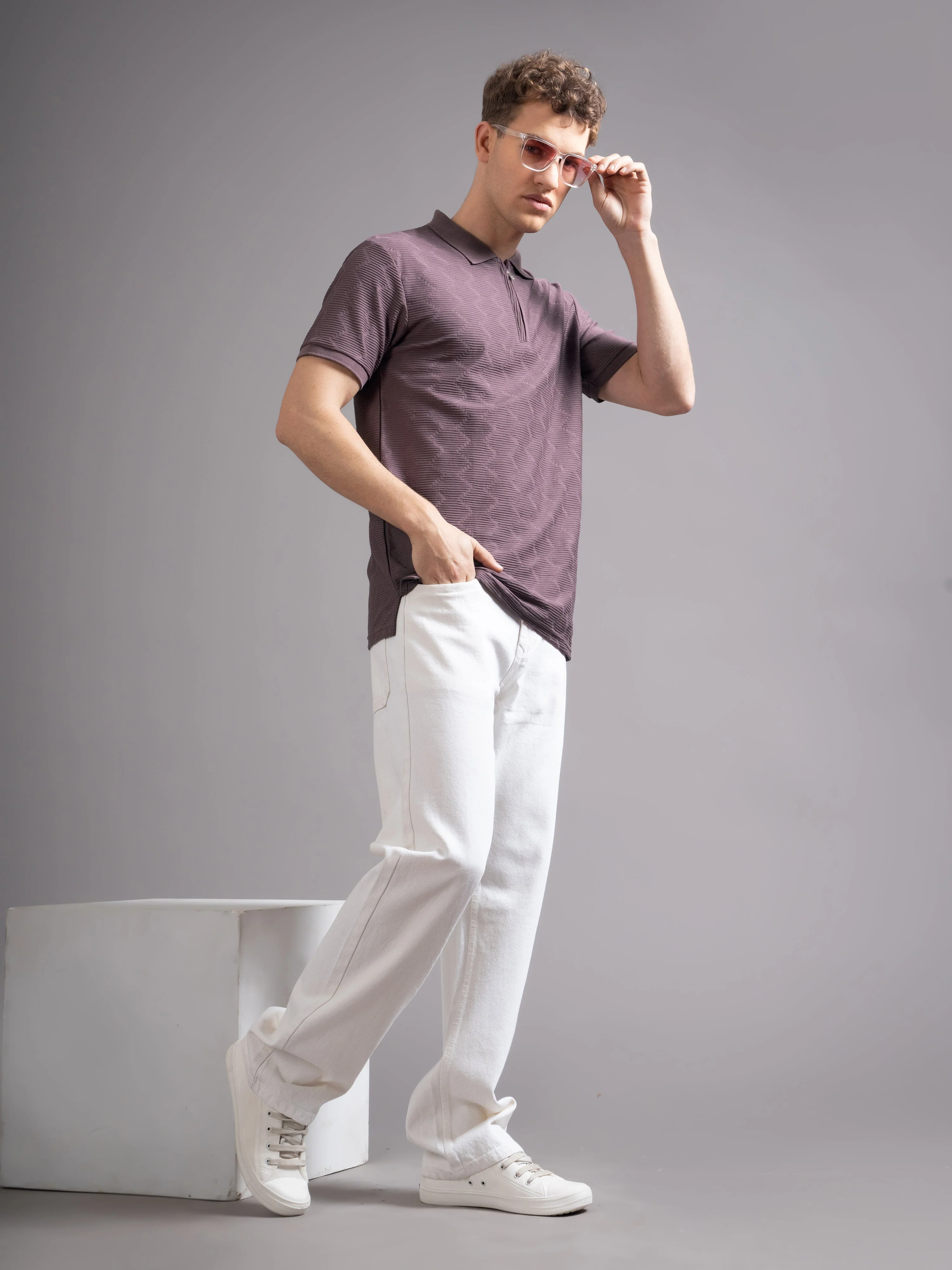 Men Aspen Mauve Polo T-Shirt - Image 5