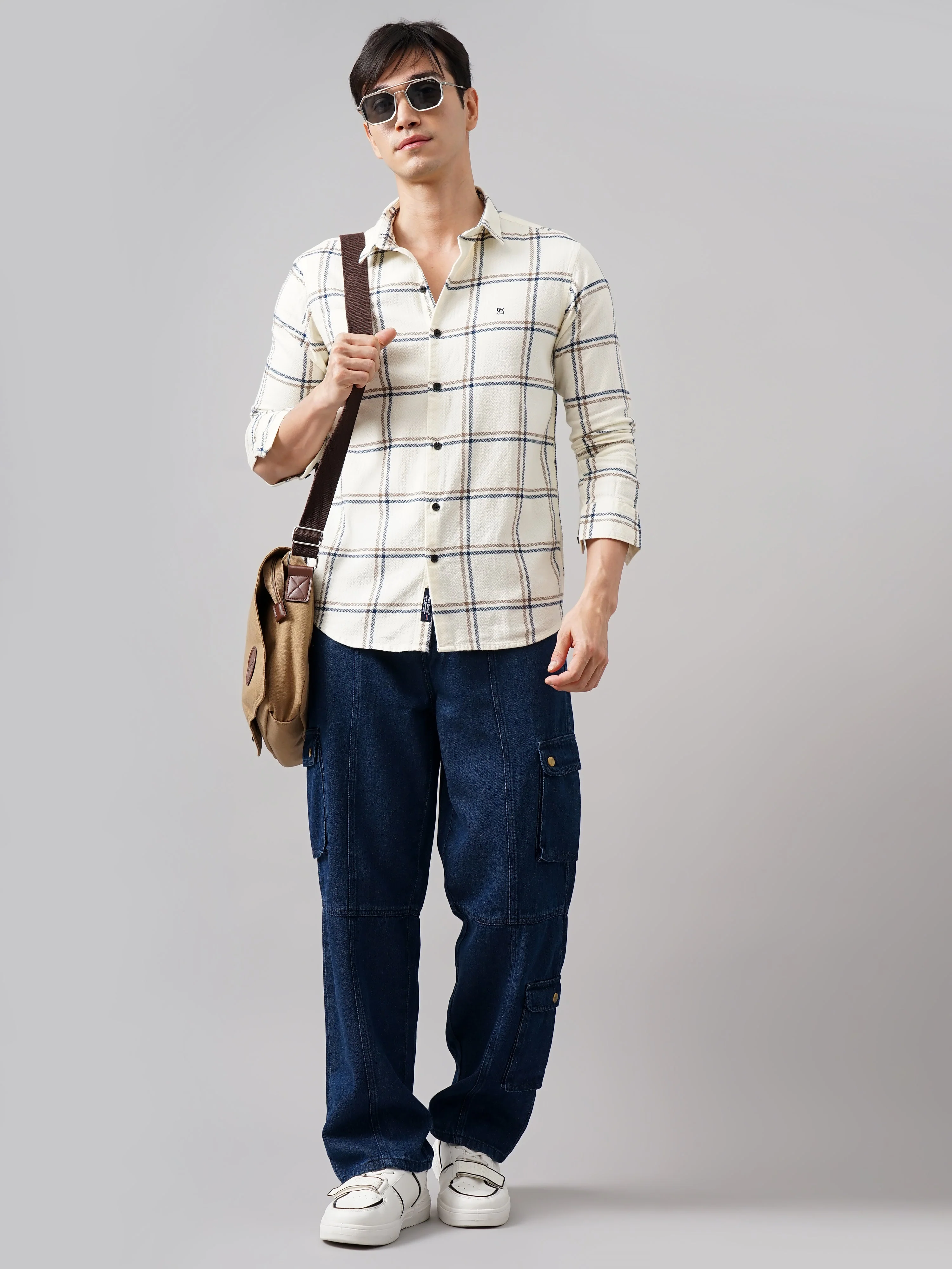 Men Aster Checks Navy Shirt - Image 6