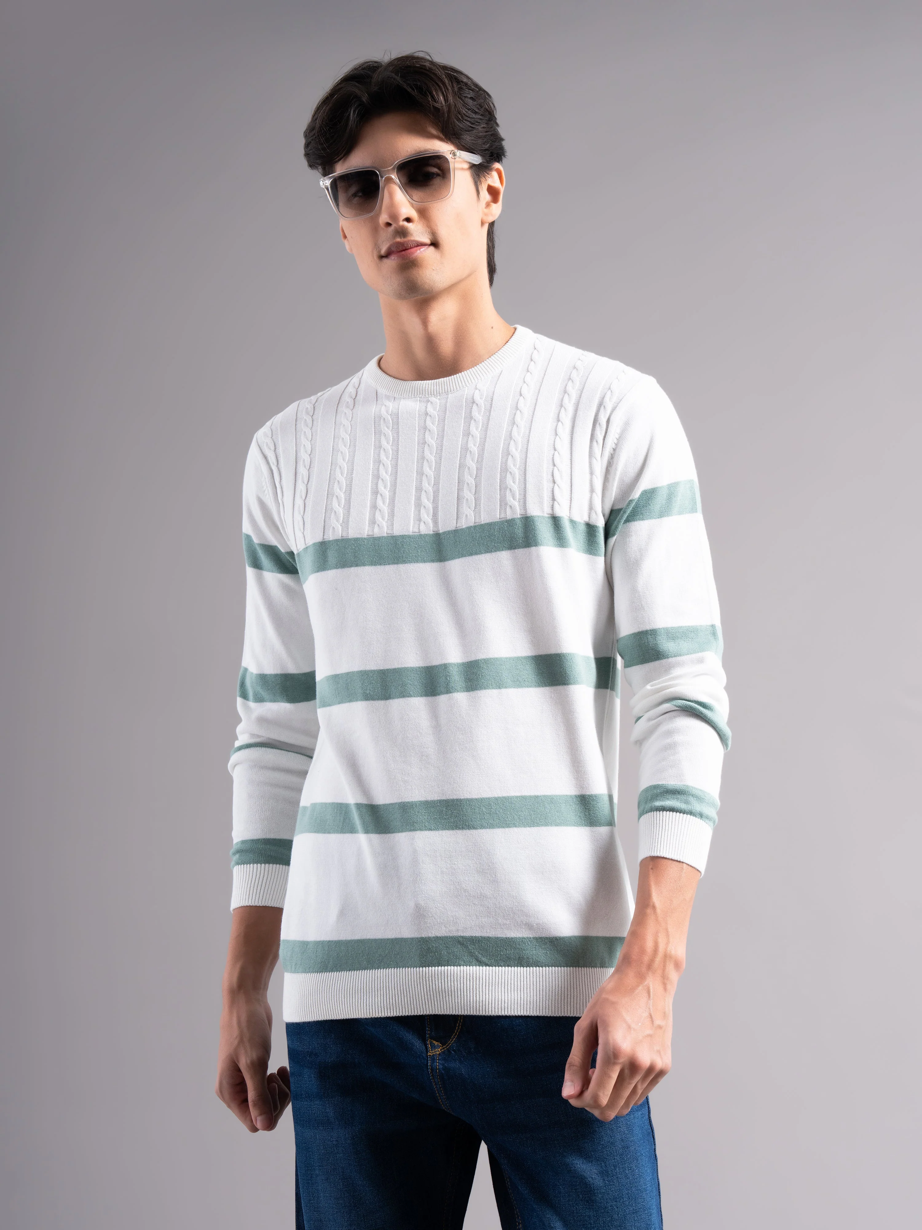 Men Astor Green Knit T-Shirt - Image 3