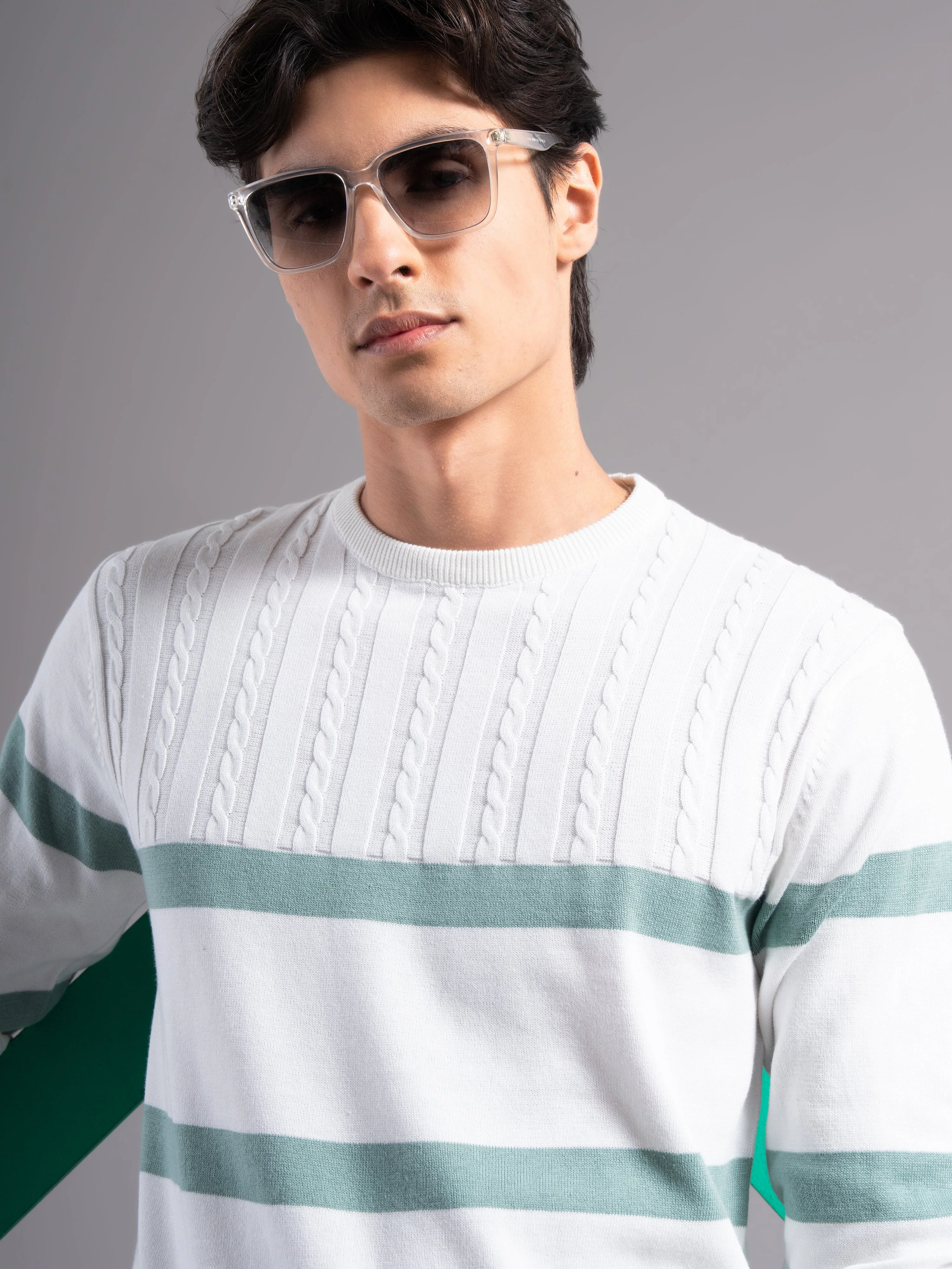 Men Astor Green Knit T-Shirt - Image 4