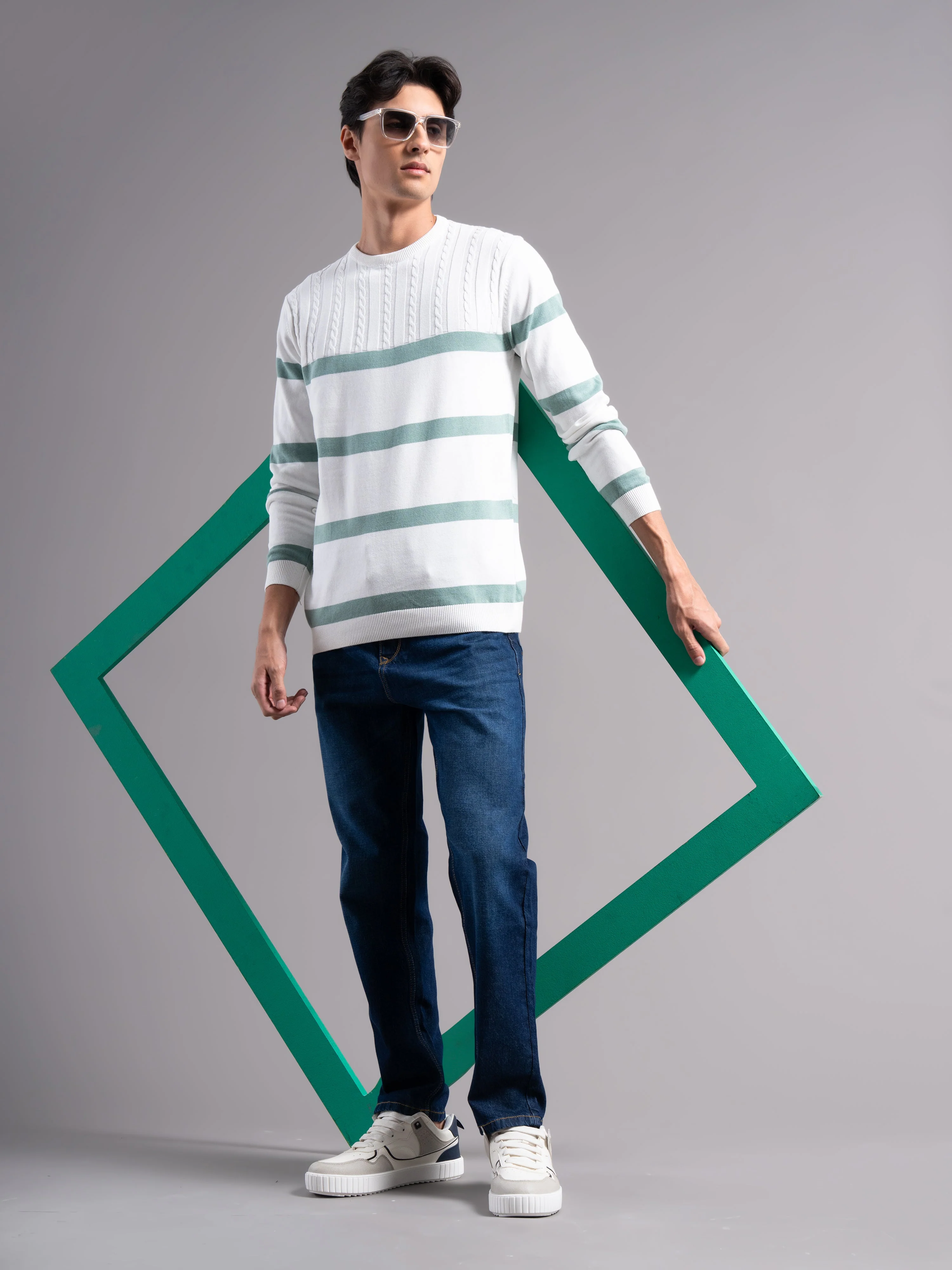 Men Astor Green Knit T-Shirt - Image 5
